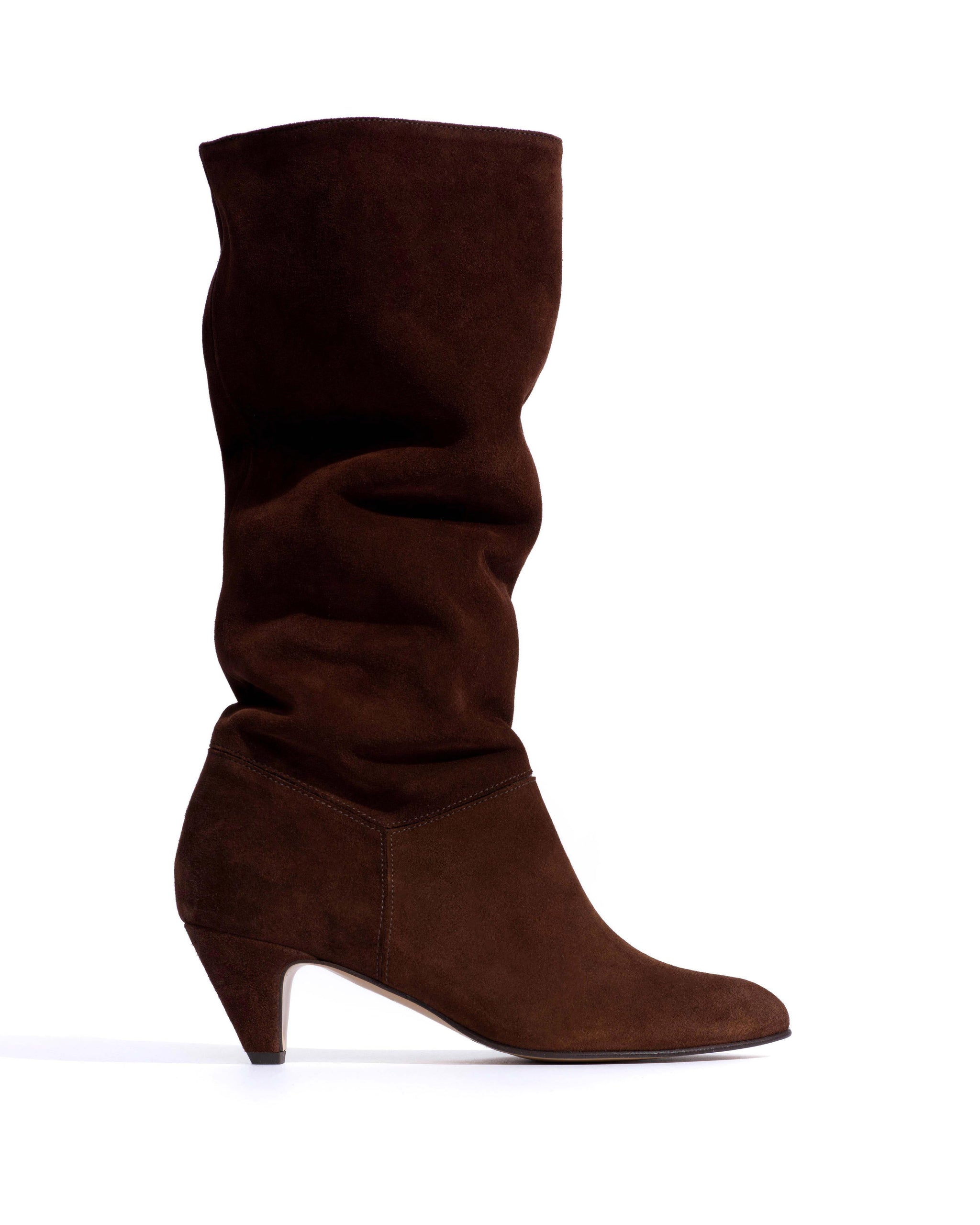 Jasmina 50 stiletto Calf suede & sleek leather Chocolate - Anonymous Copenhagen High shaft boots