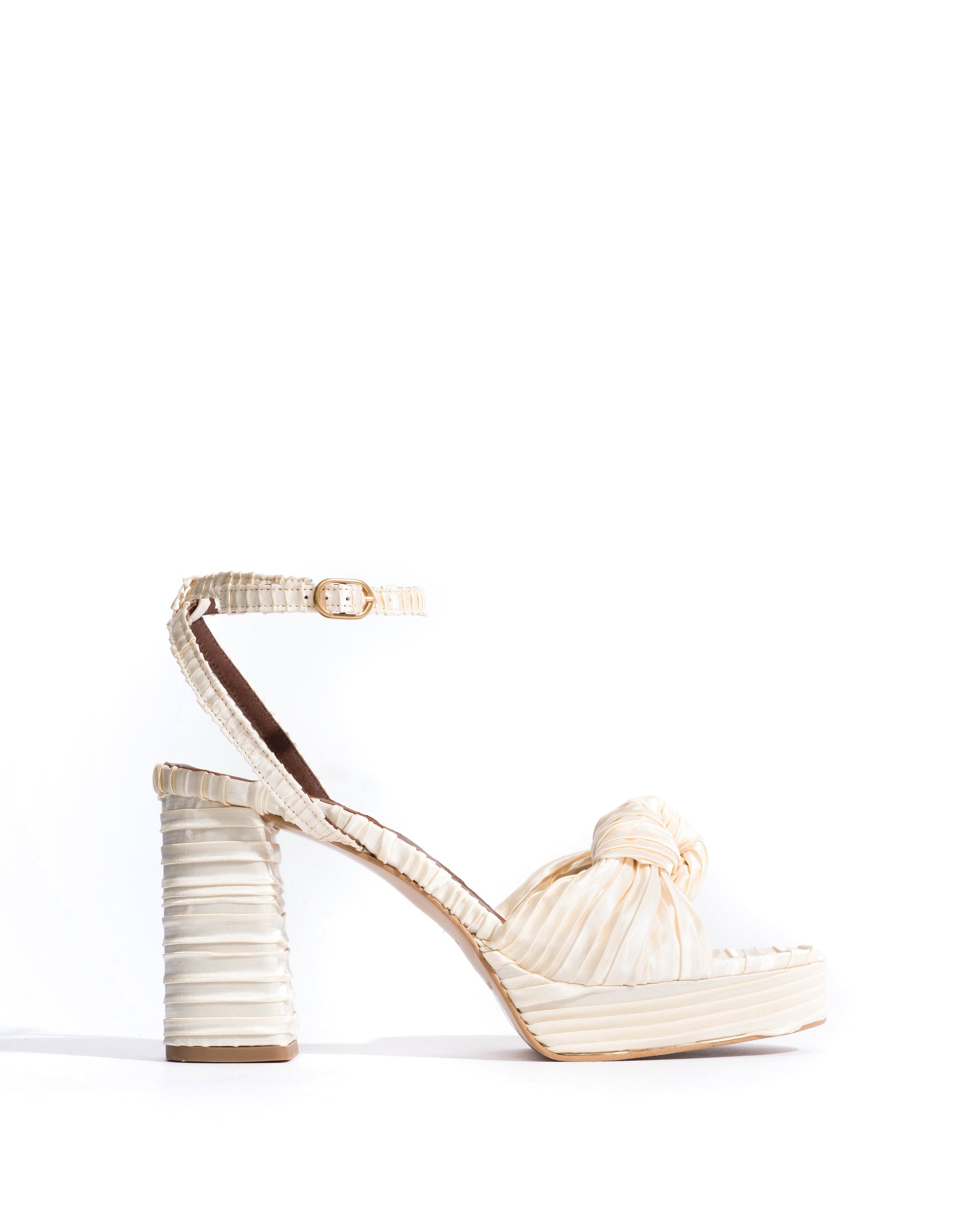 Aliza 85 platform Pleated satin Creamy white - Anonymous Copenhagen Heels