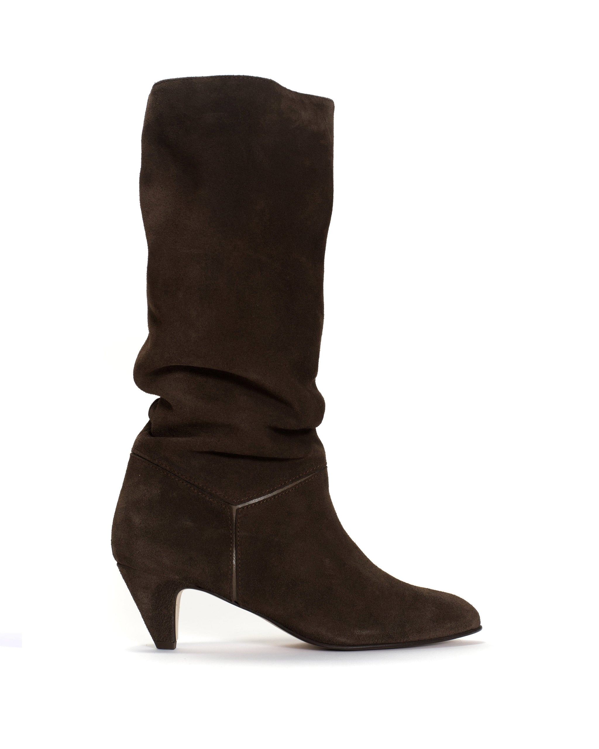 Jasmina 50 stiletto Calf suede & sleek leather Coffee brown & dark taupe - Anonymous Copenhagen
