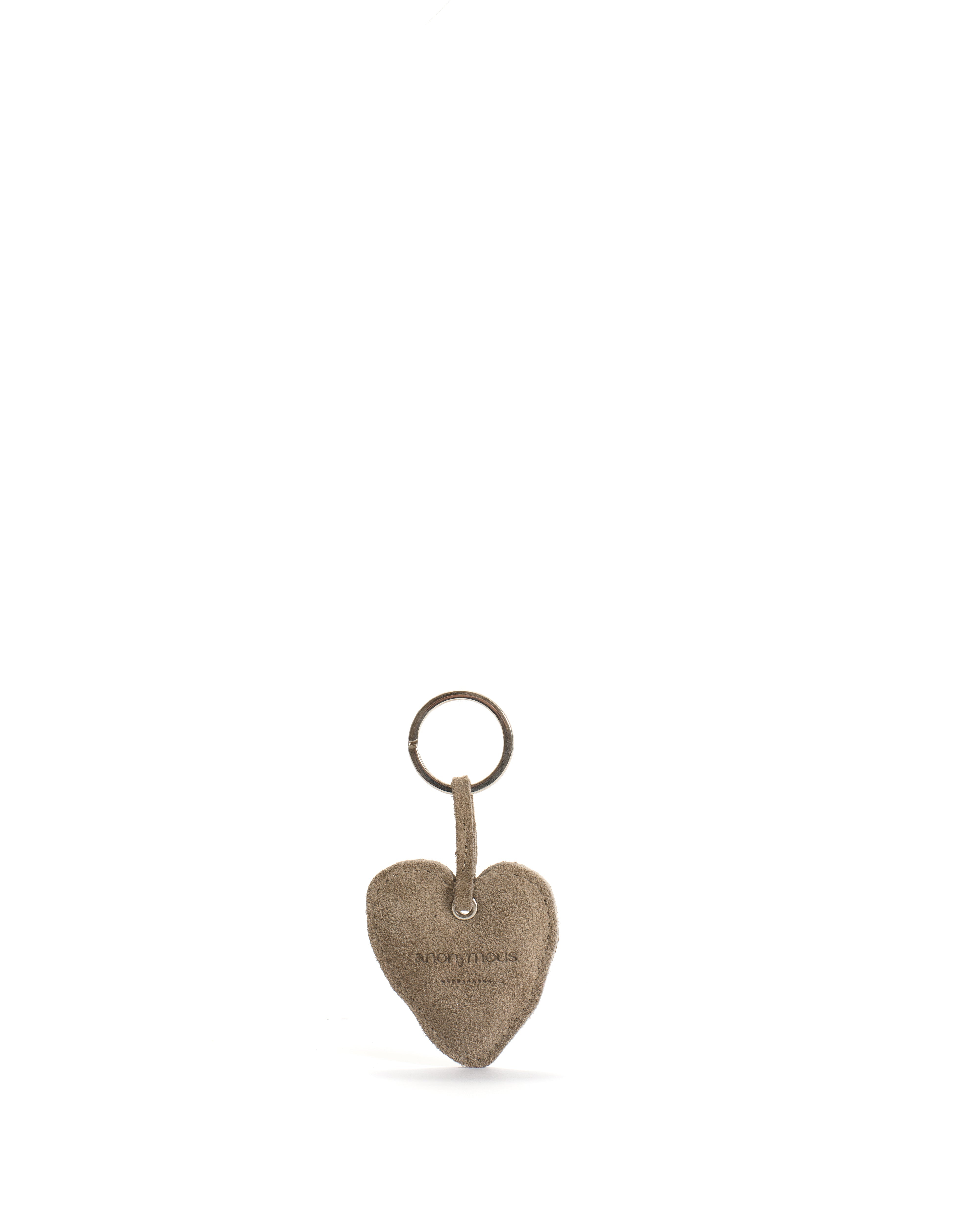 Heart keyring Calf suede Mushroom