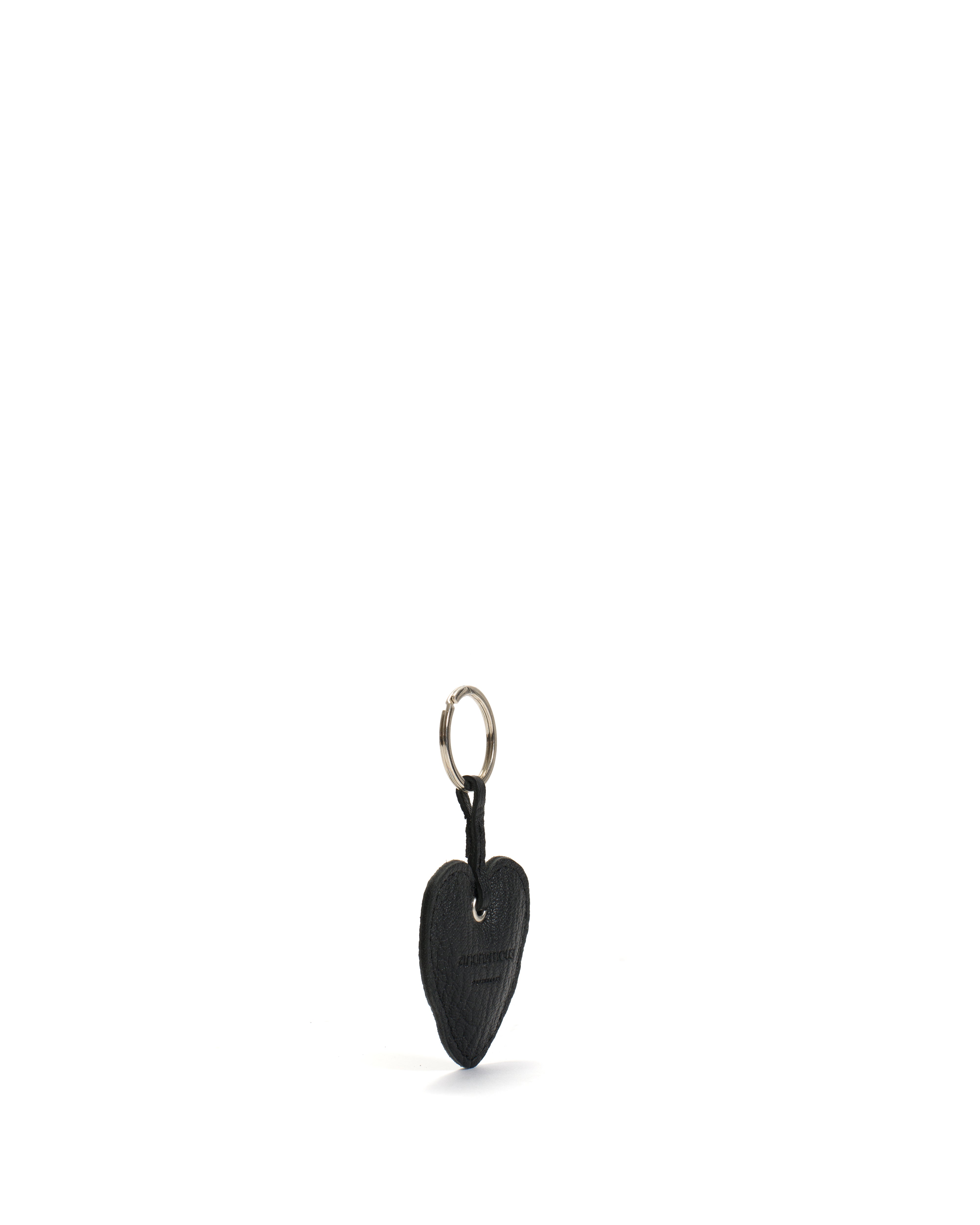 Heart keyring Grained chevre goat Black