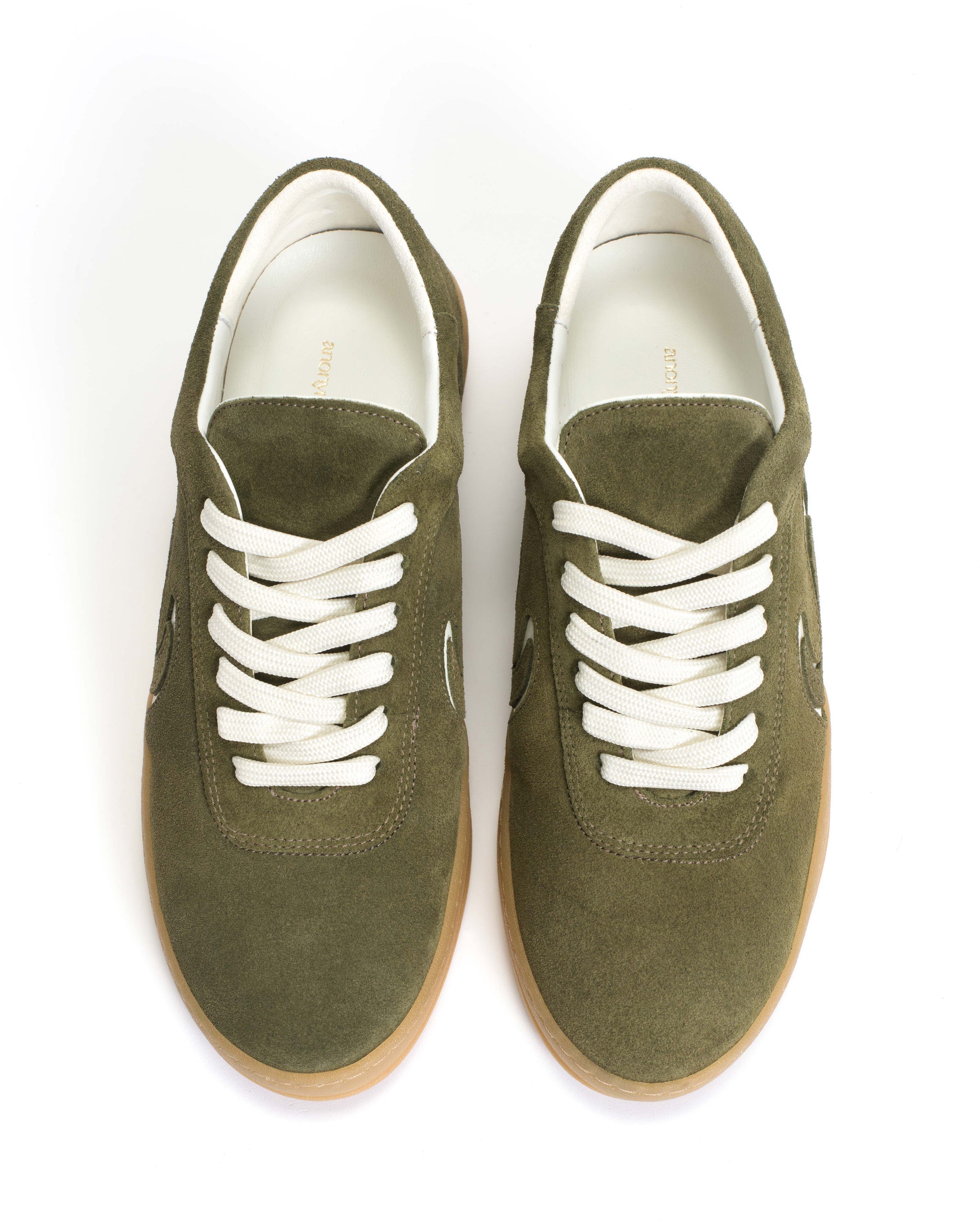 Blaire Calf suede & polished soft calf Olive green & white sand - Anonymous Copenhagen