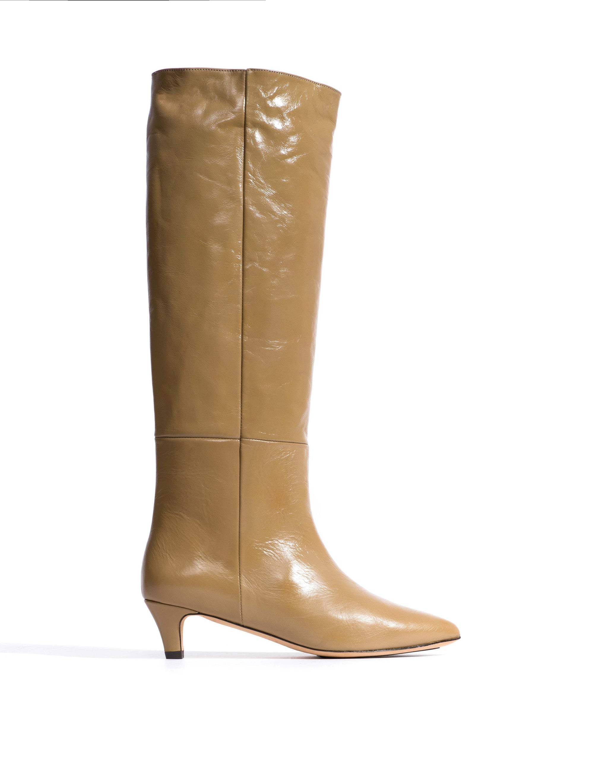 Cecilia 40 stiletto Crinkled soft calf Mushroom - Anonymous Copenhagen High shaft boots