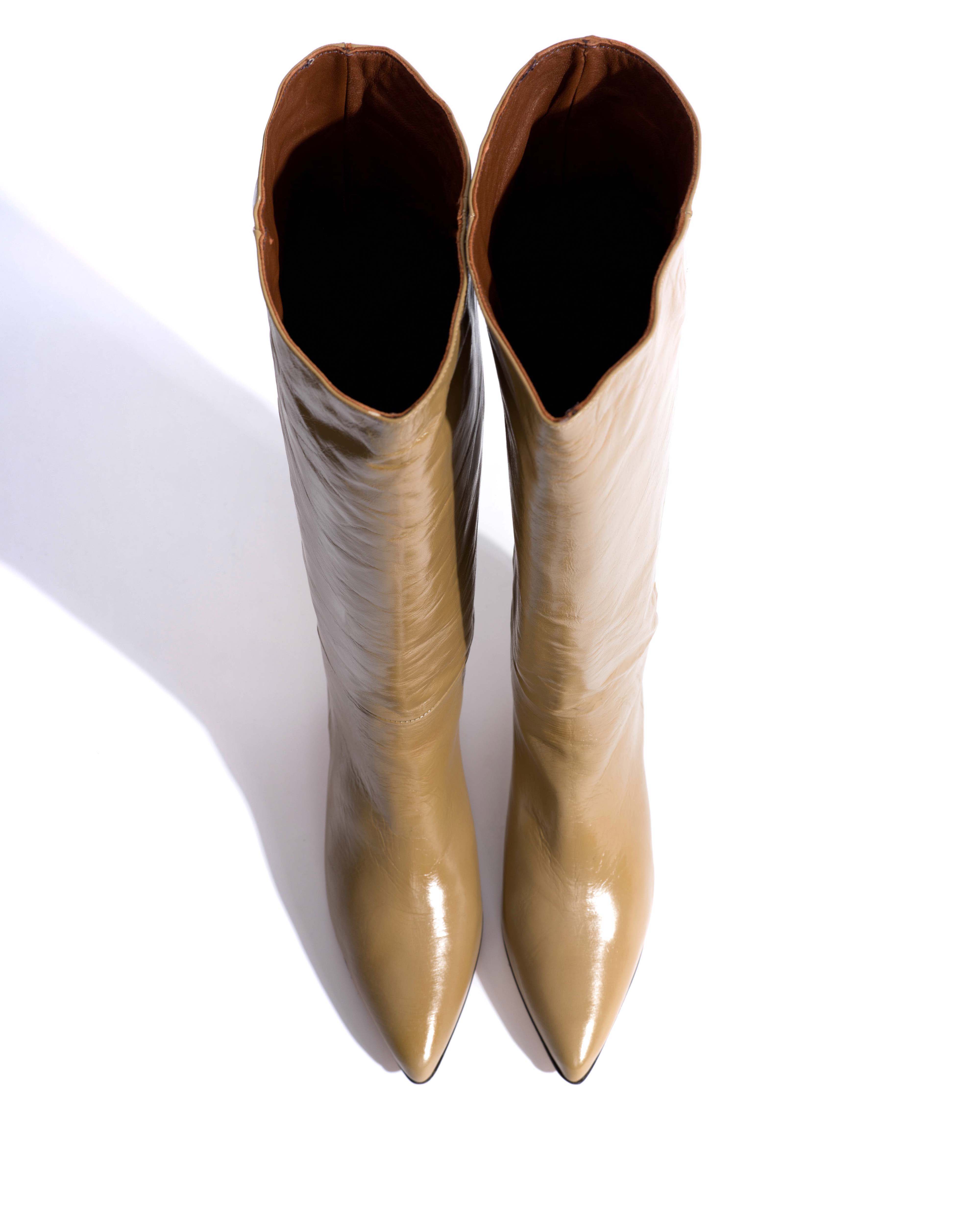 Cecilia 40 stiletto Crinkled soft calf Mushroom