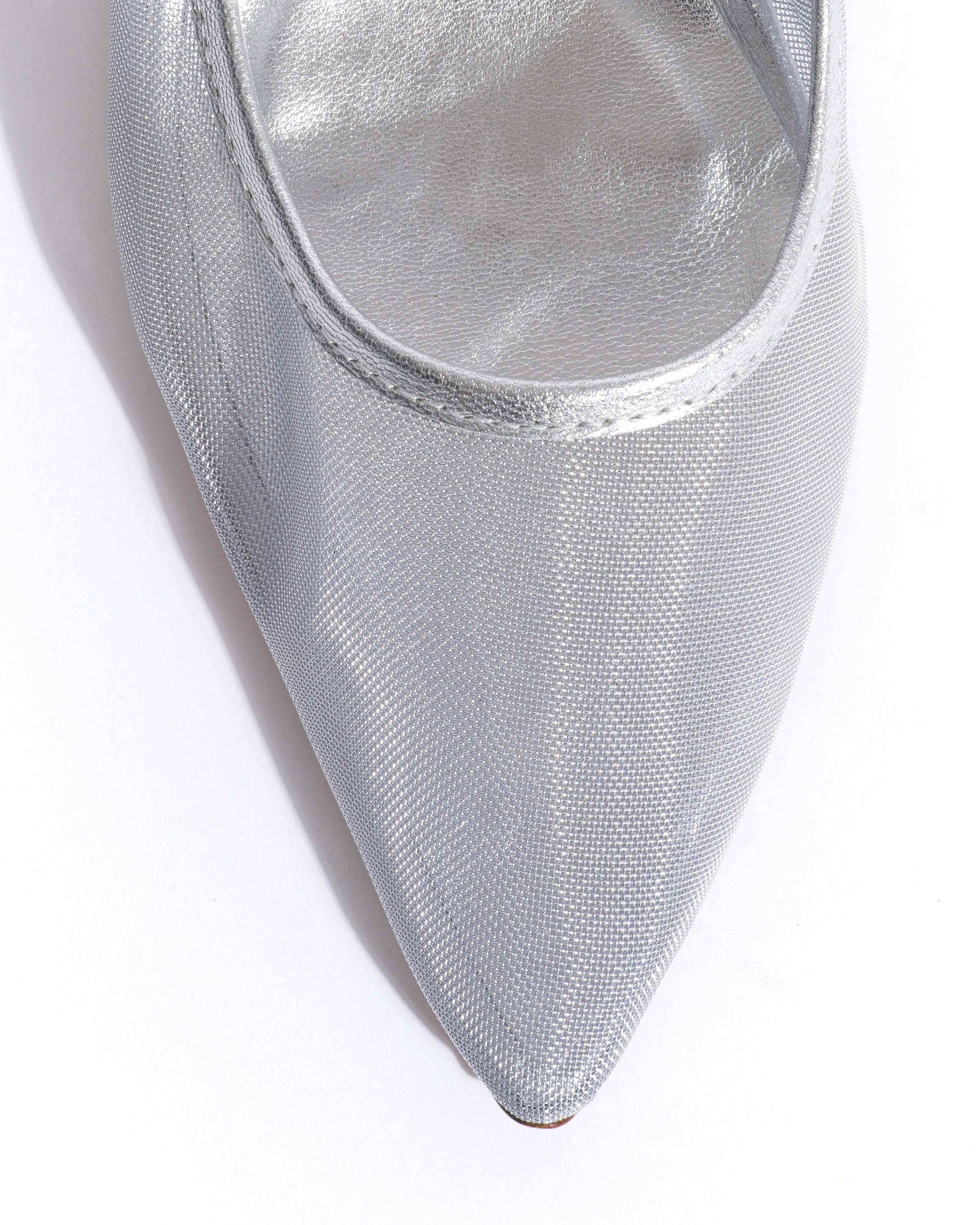 Fanny 40 stiletto mesh Metallic goat & mesh Silver