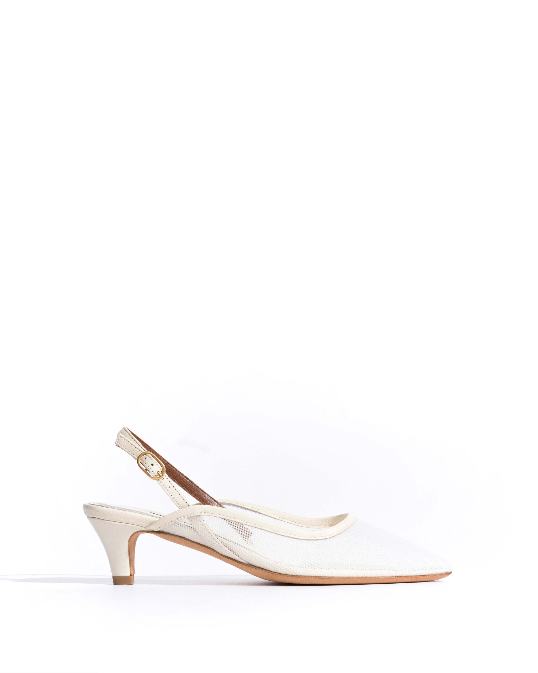 Fanny 40 stiletto mesh Shiny lamb & mesh White sand - Anonymous Copenhagen Heels