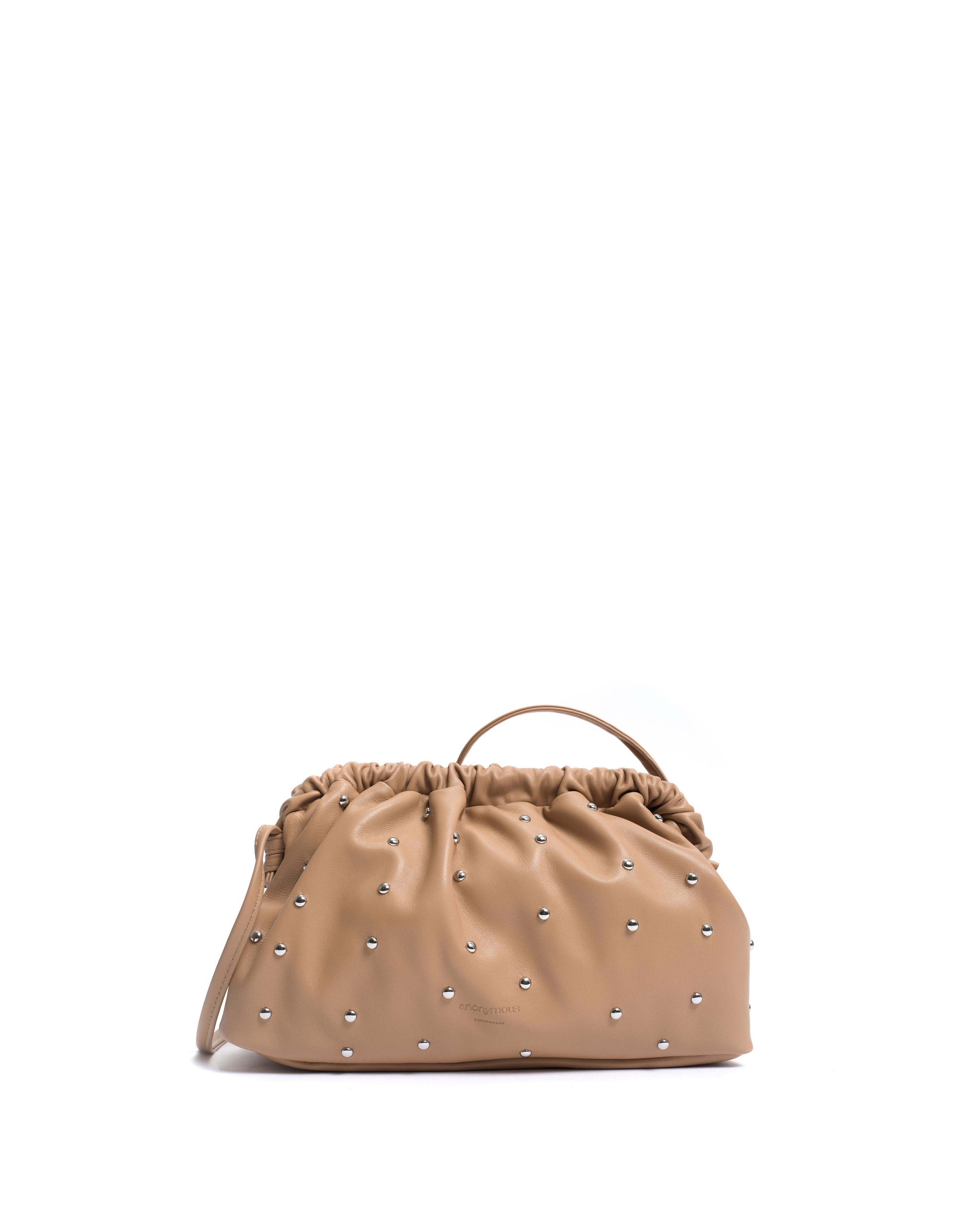 Hally grand cloud bag Stud-embellished silky lamb Caramel silver - Anonymous Copenhagen