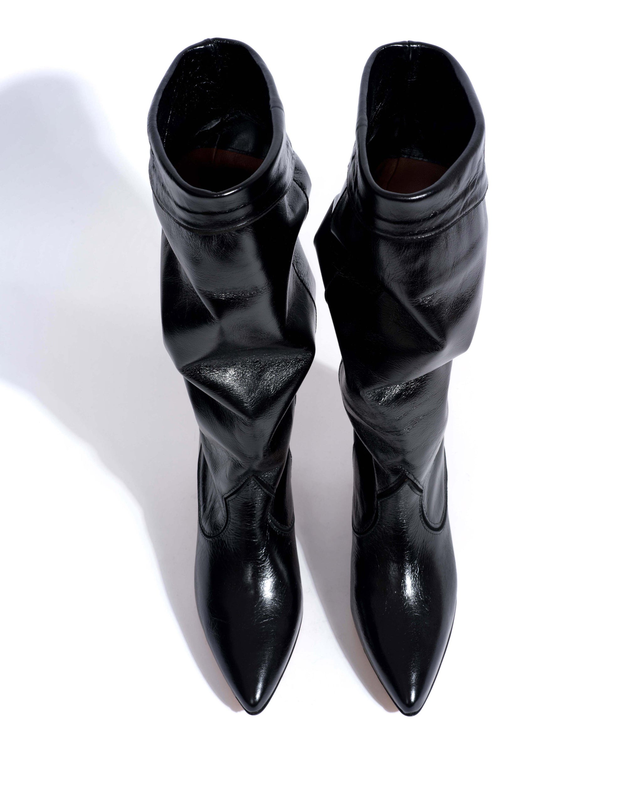 Hillerie 40 stiletto Crinkled soft calf & suede leather Black - Anonymous Copenhagen High shaft boots