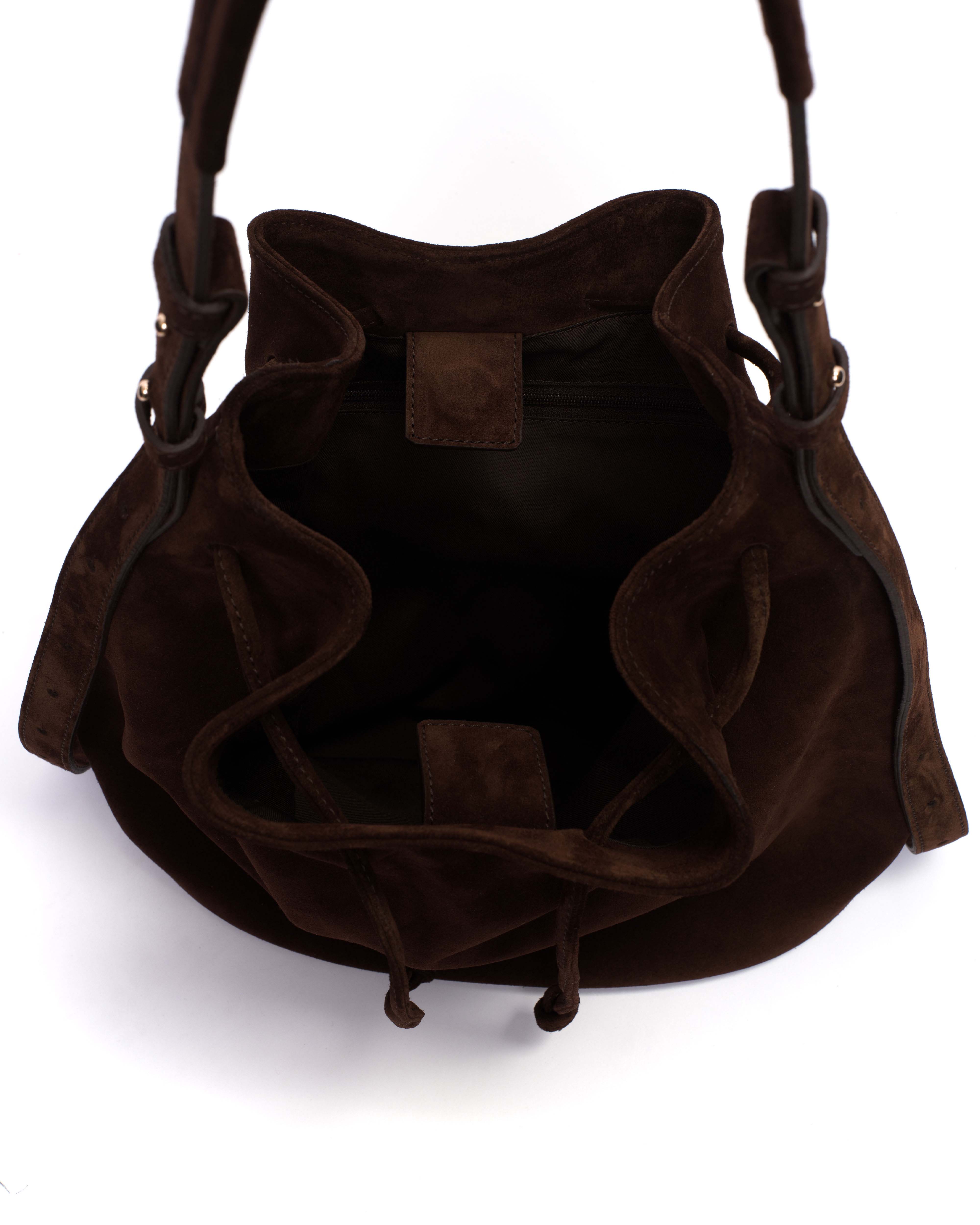 Kacey grand bucket bag Calf suede Chocolate