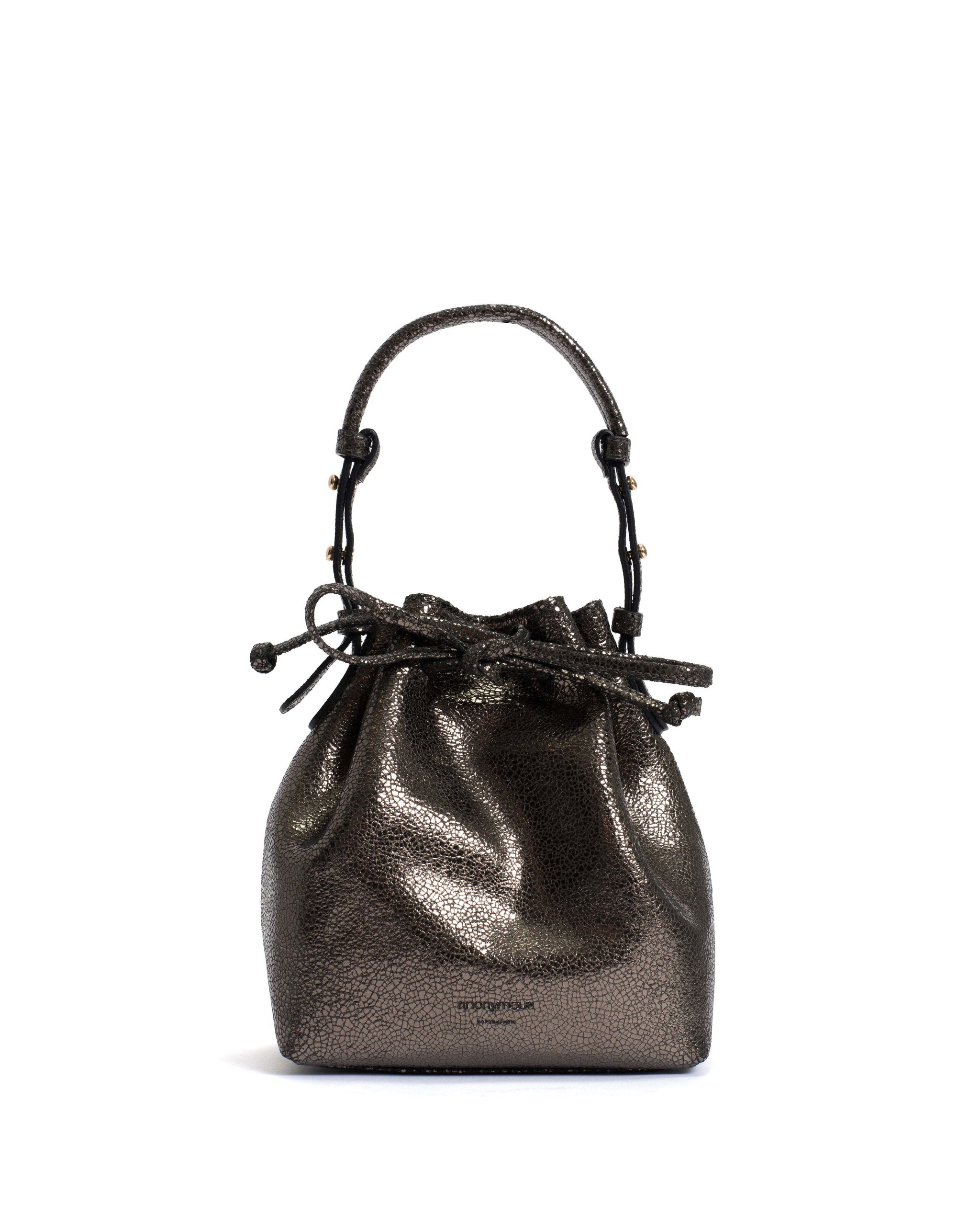 Kacey petite bucket bag Crackled metallic goat Platinum - Anonymous Copenhagen