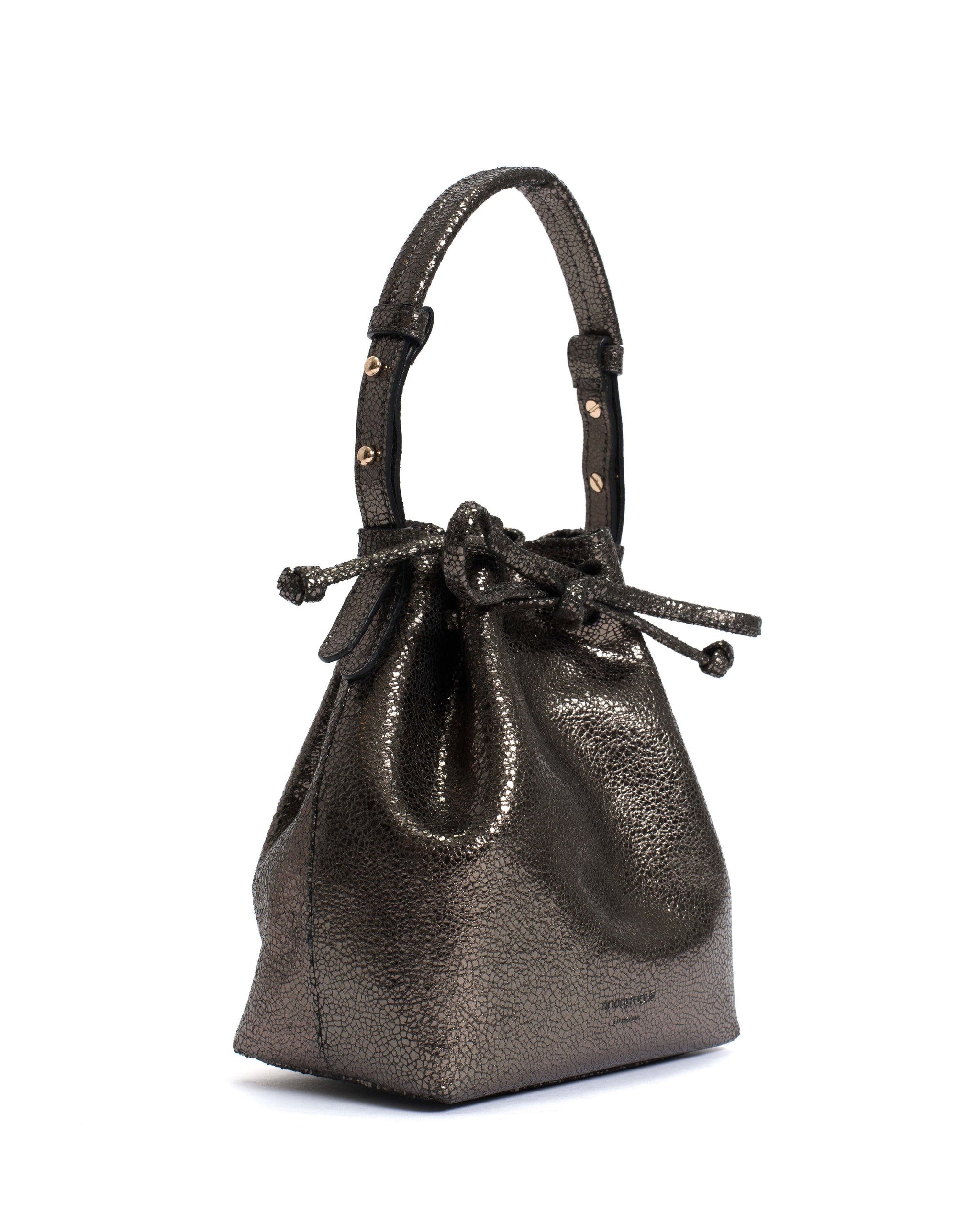 Kacey petite bucket bag Crackled metallic goat Platinum - Anonymous Copenhagen