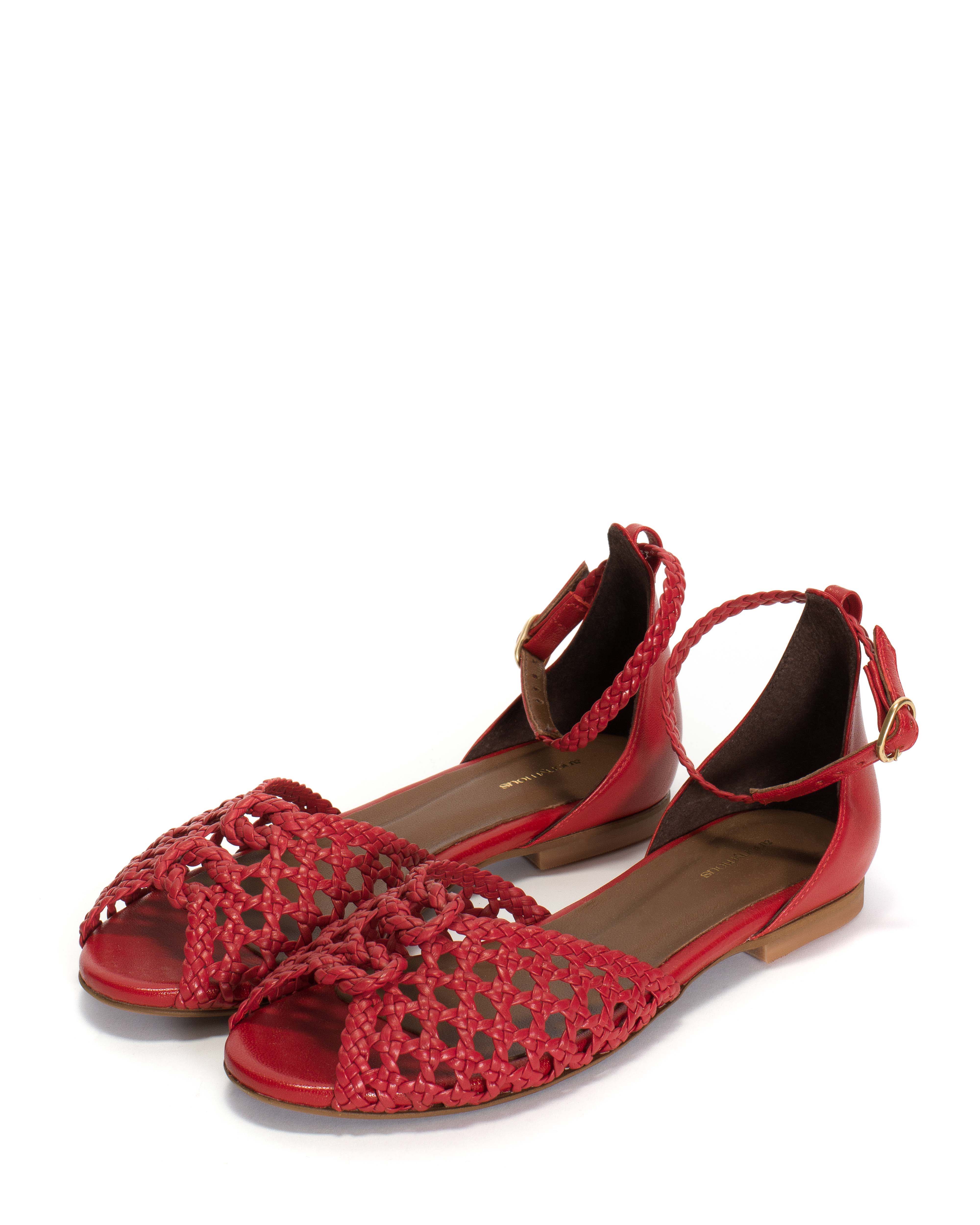 Lucy 10 hand-braided Hand-braided leather Ruby red