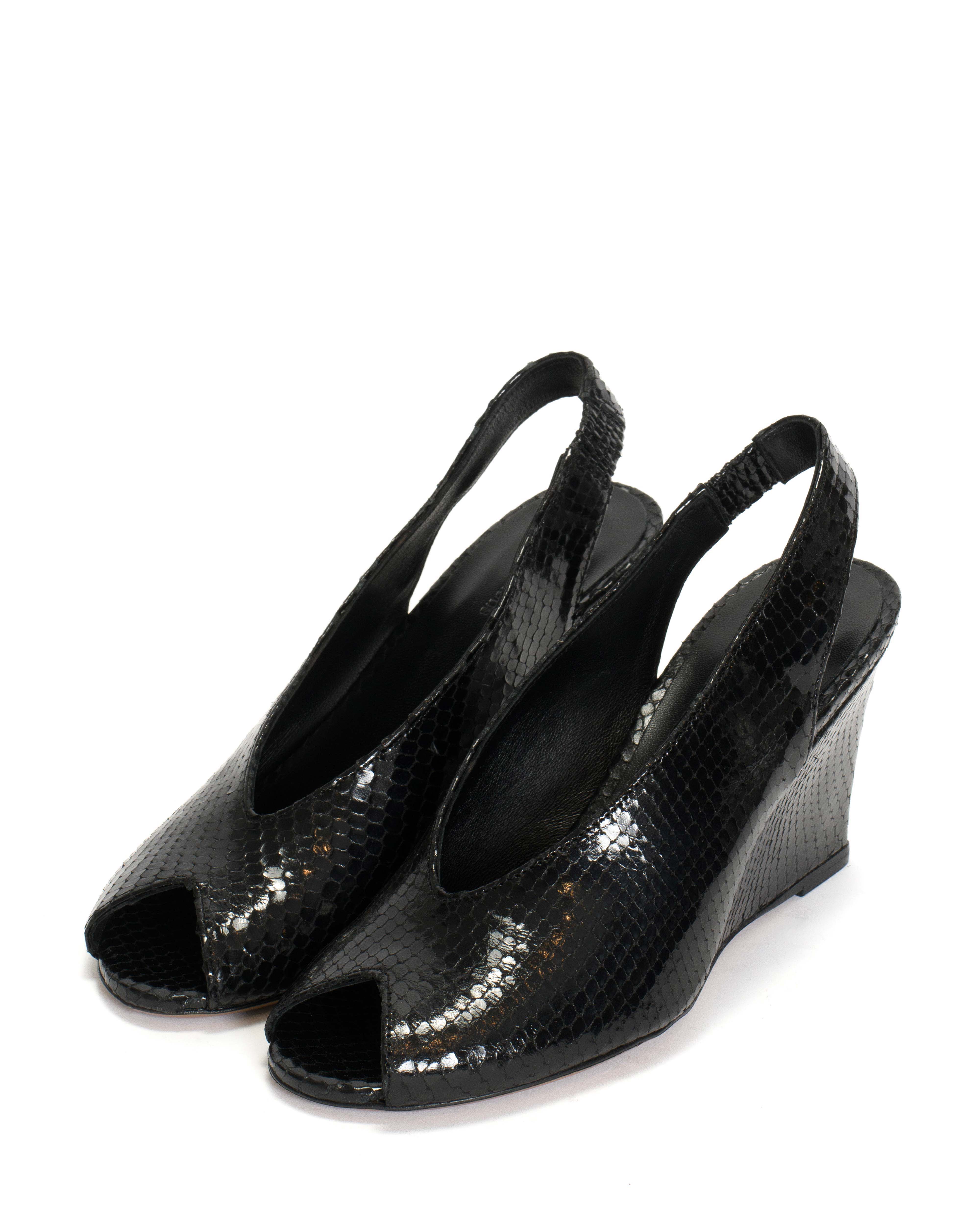 Maia Snake metallic calf Black