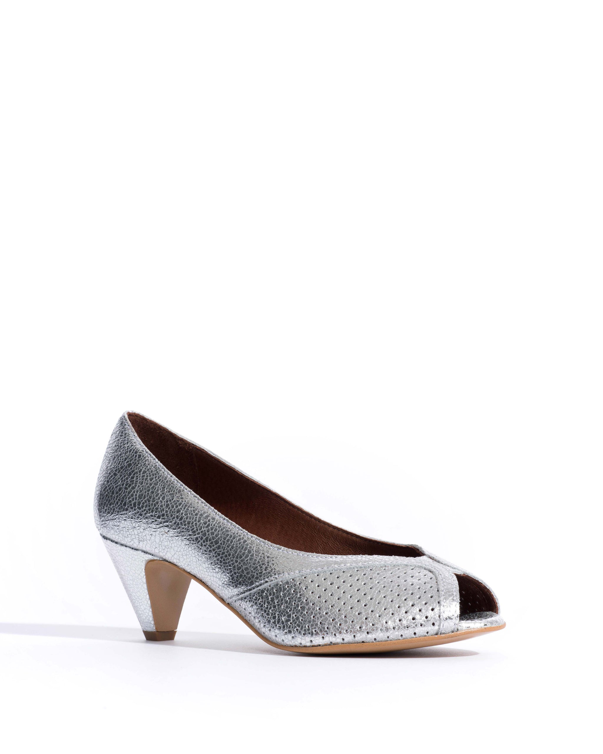 Tiffany stiletto Crackled metallic goat Silver -