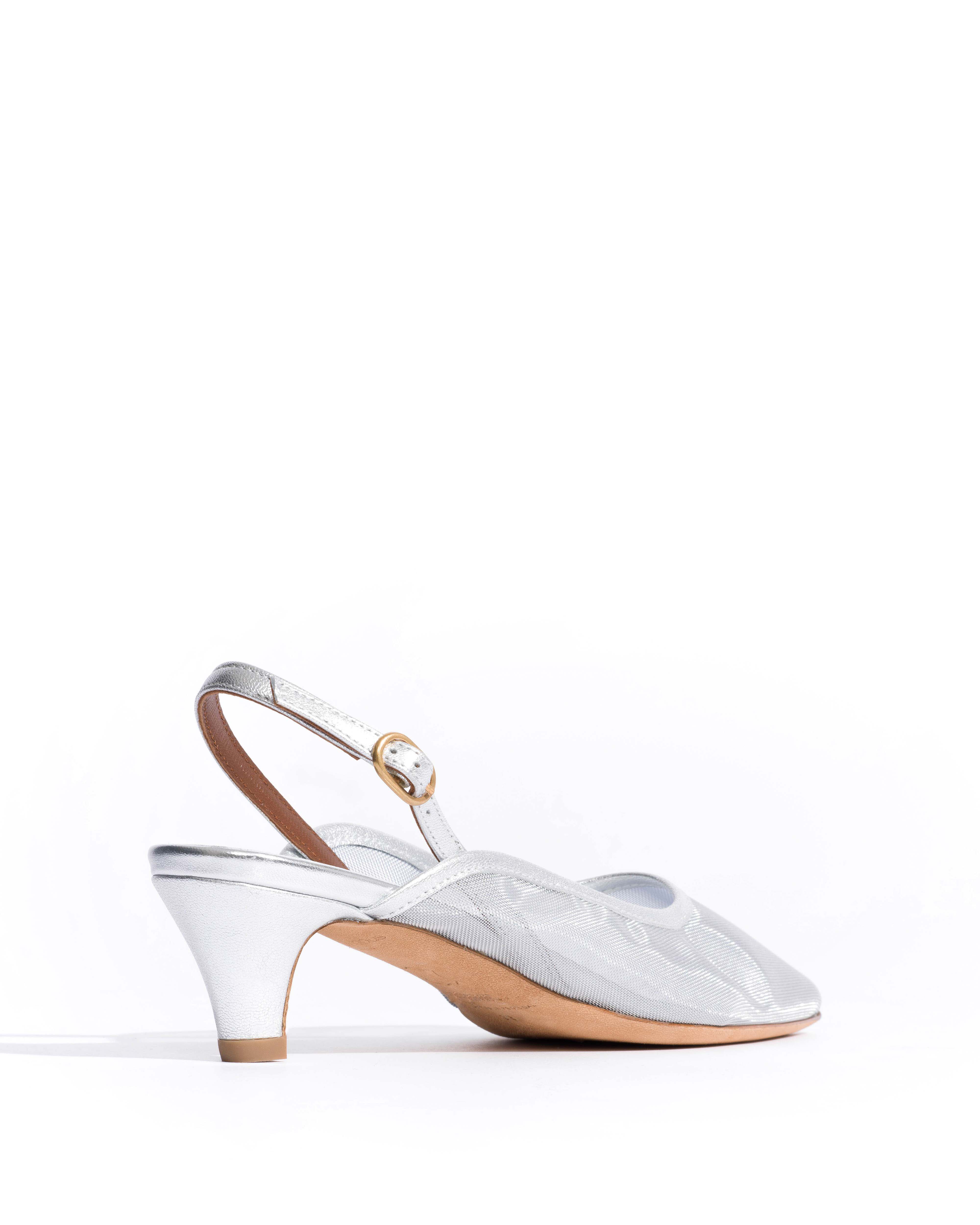 Fanny 40 stiletto mesh Metallic goat & mesh Silver