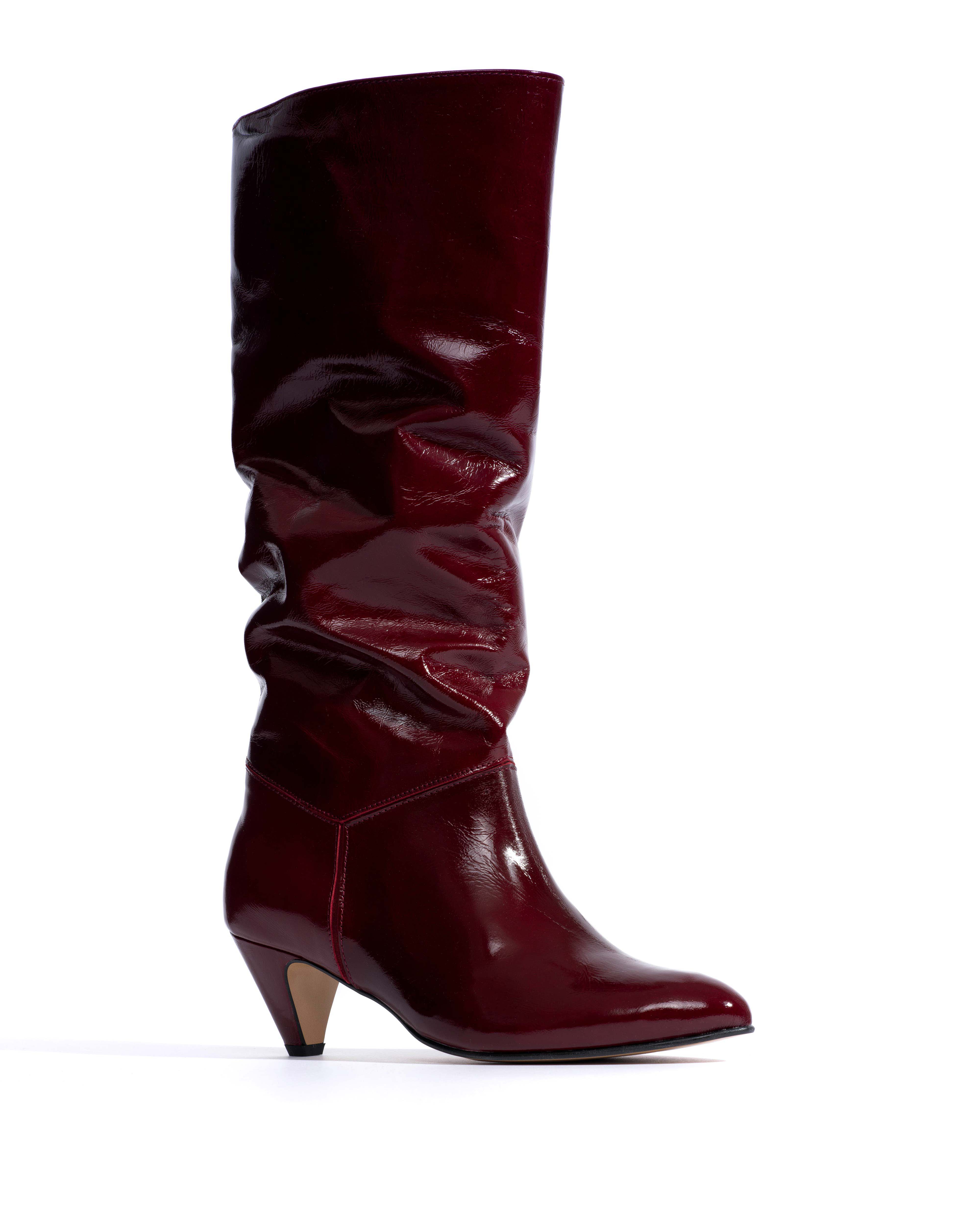 Jasmina 50 stiletto Crinkled polished goat & suede leather Pomegranate