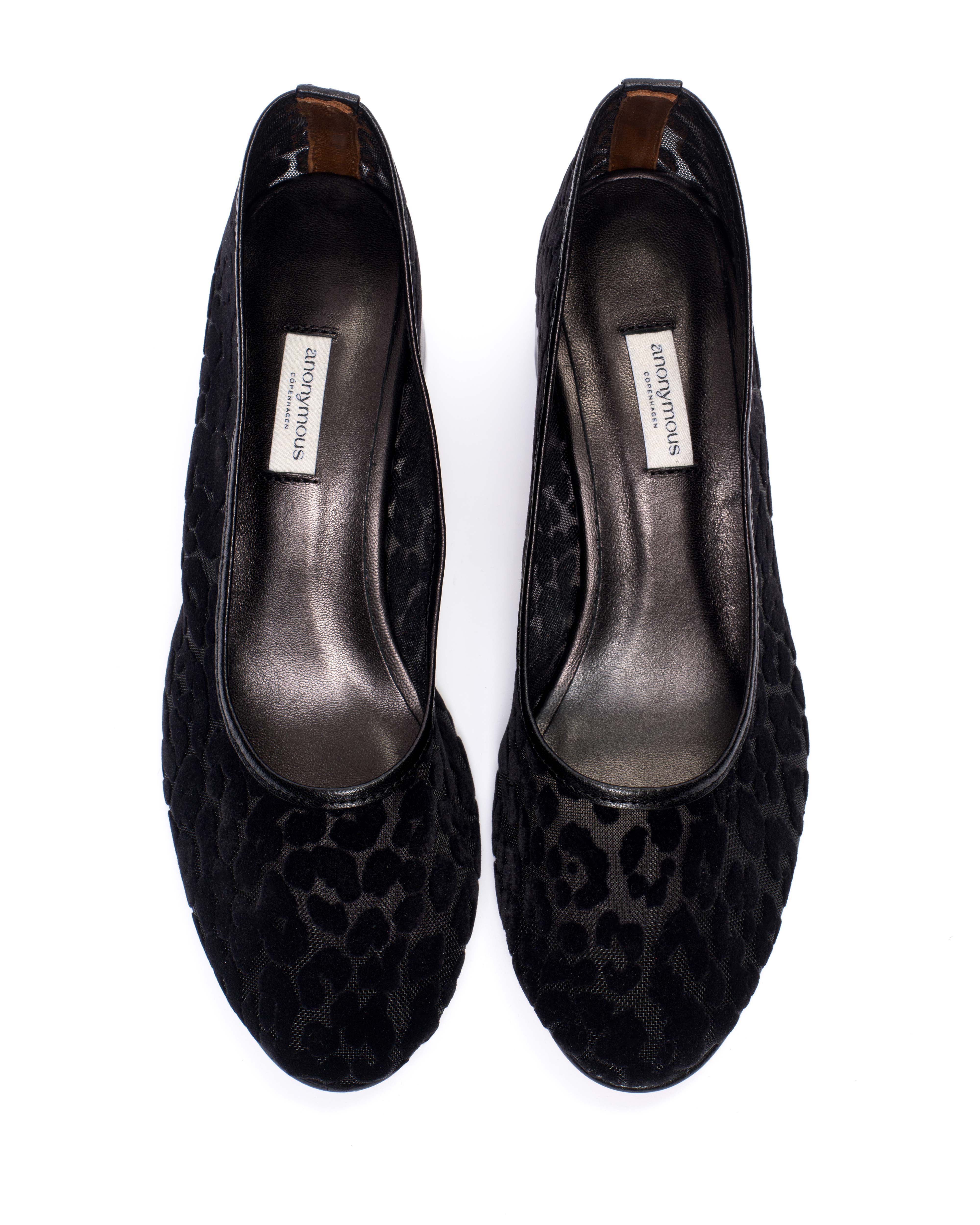Sacha 40 mesh Shiny lamb & mesh velvet leopard Black