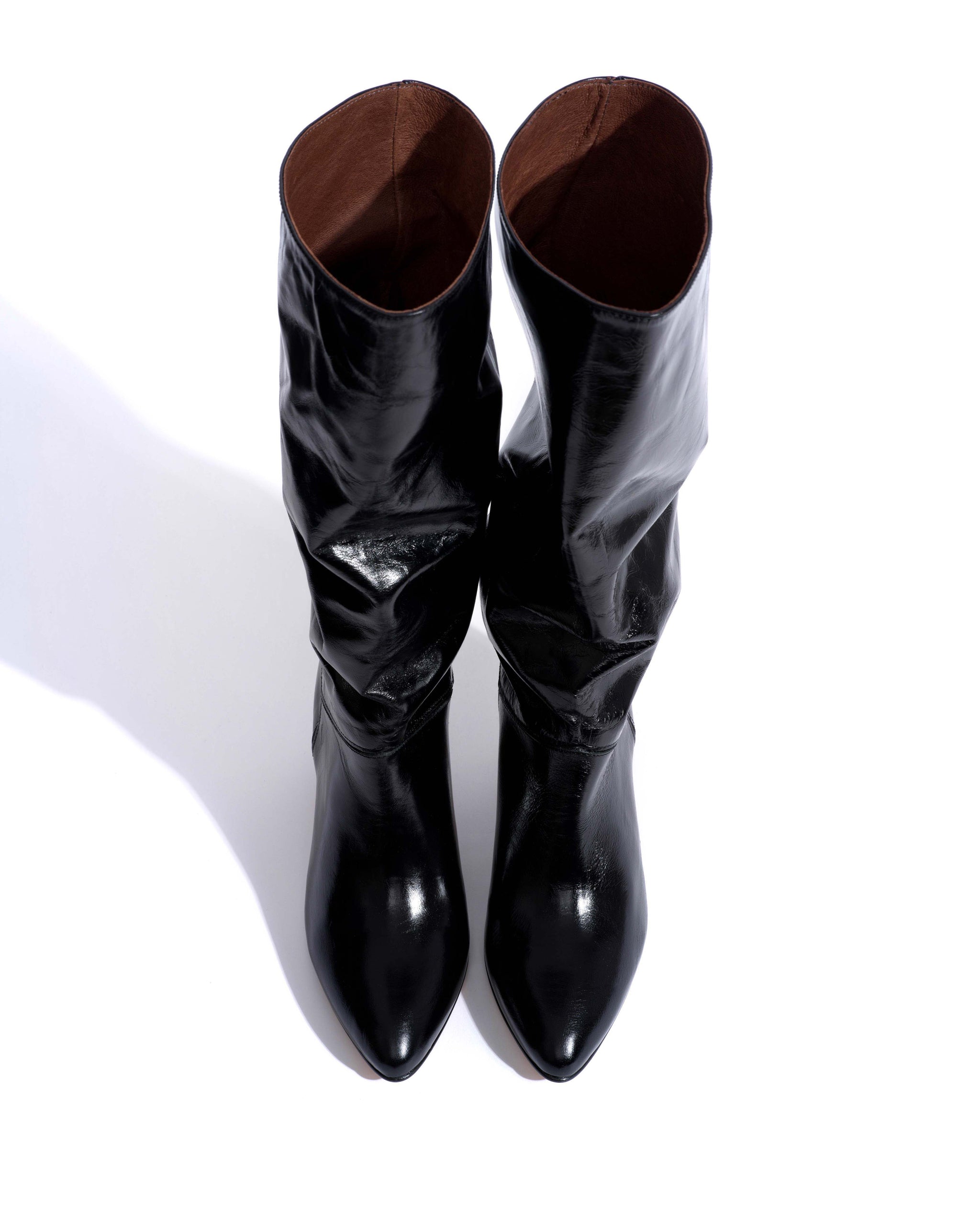Jasmina 50 stiletto Crinkled polished goat & suede leather Black -