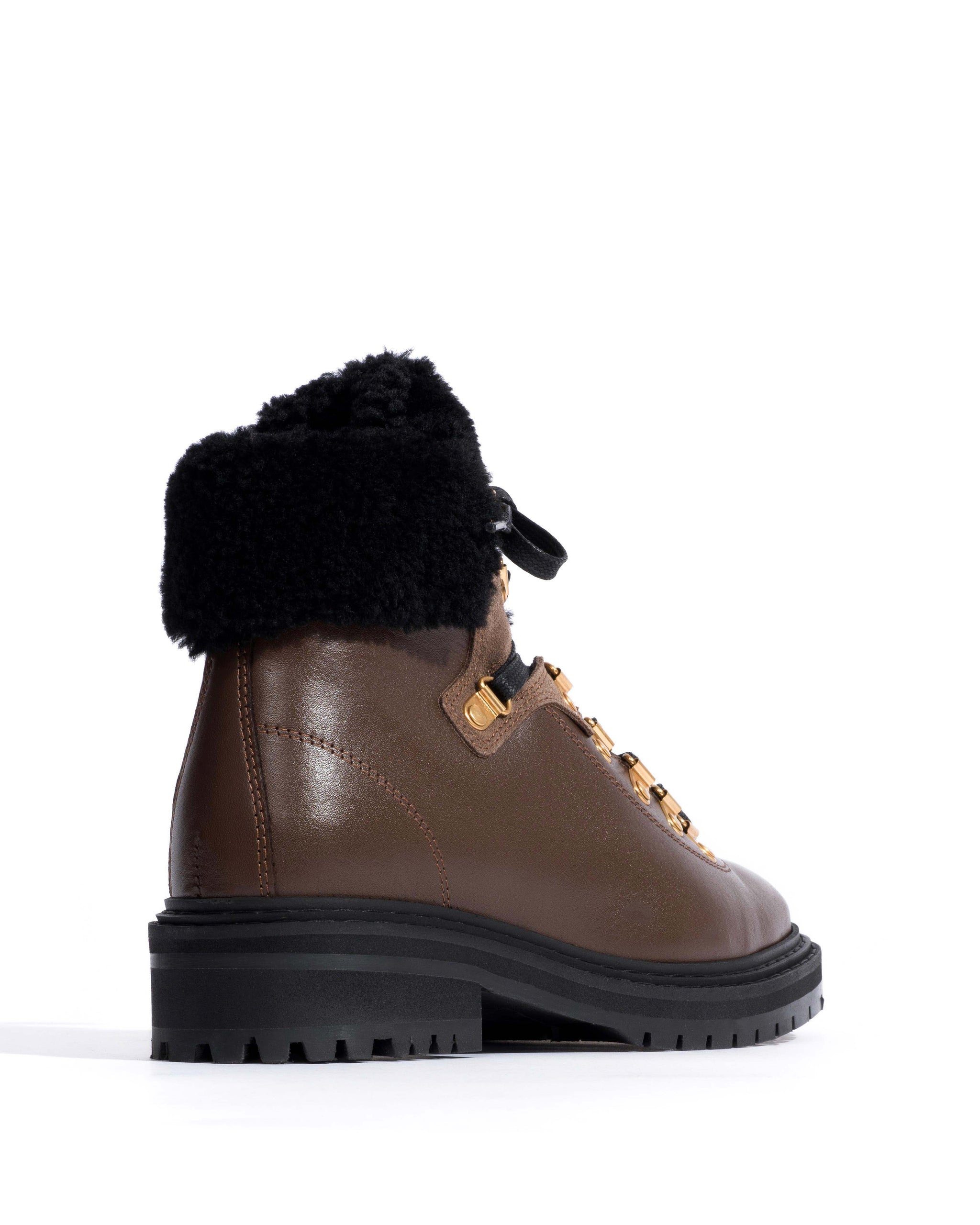 Beari lamb shearling Soft calf & suede leather Dark taupe