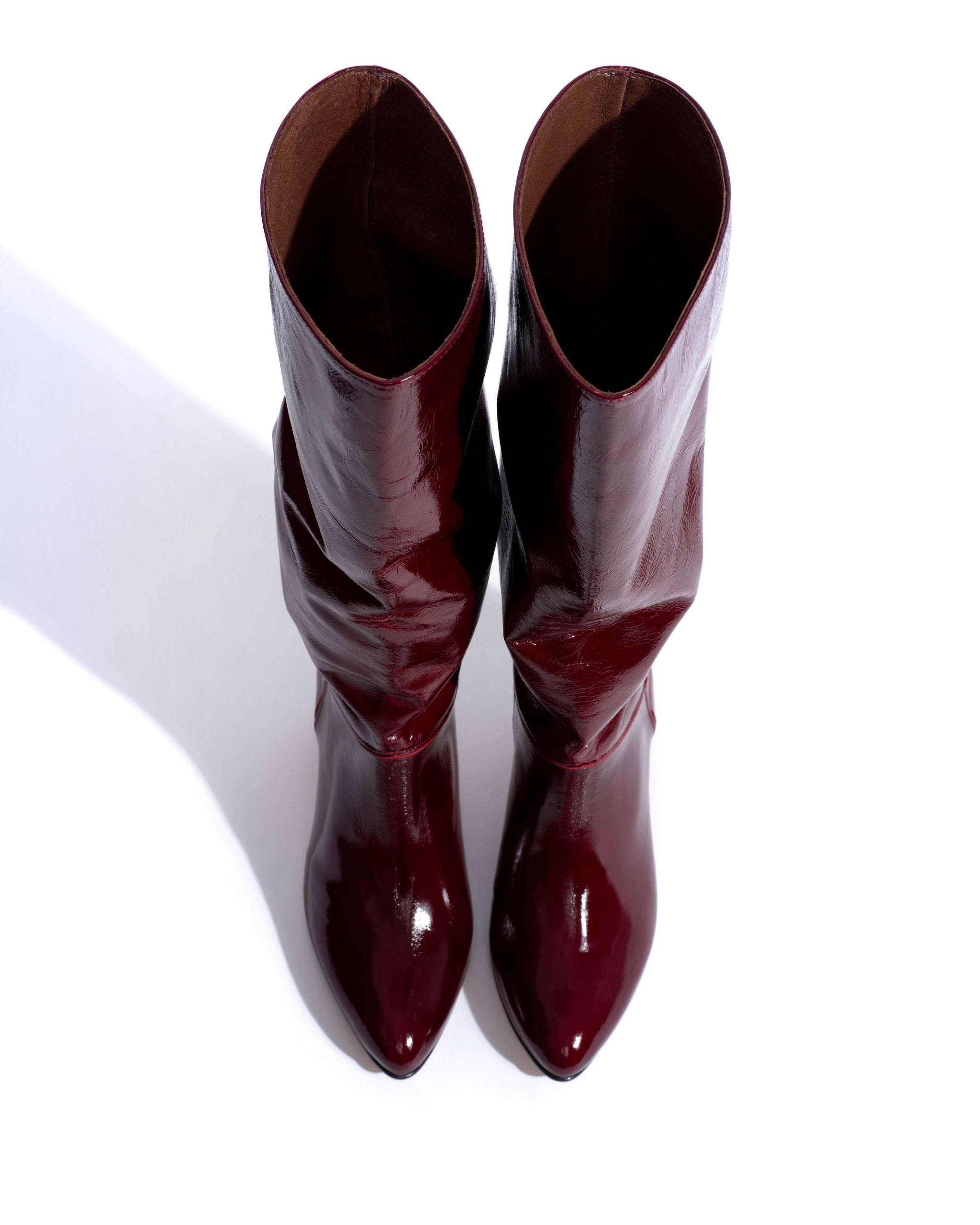 Jasmina 50 stiletto Crinkled polished goat & suede leather Pomegranate -
