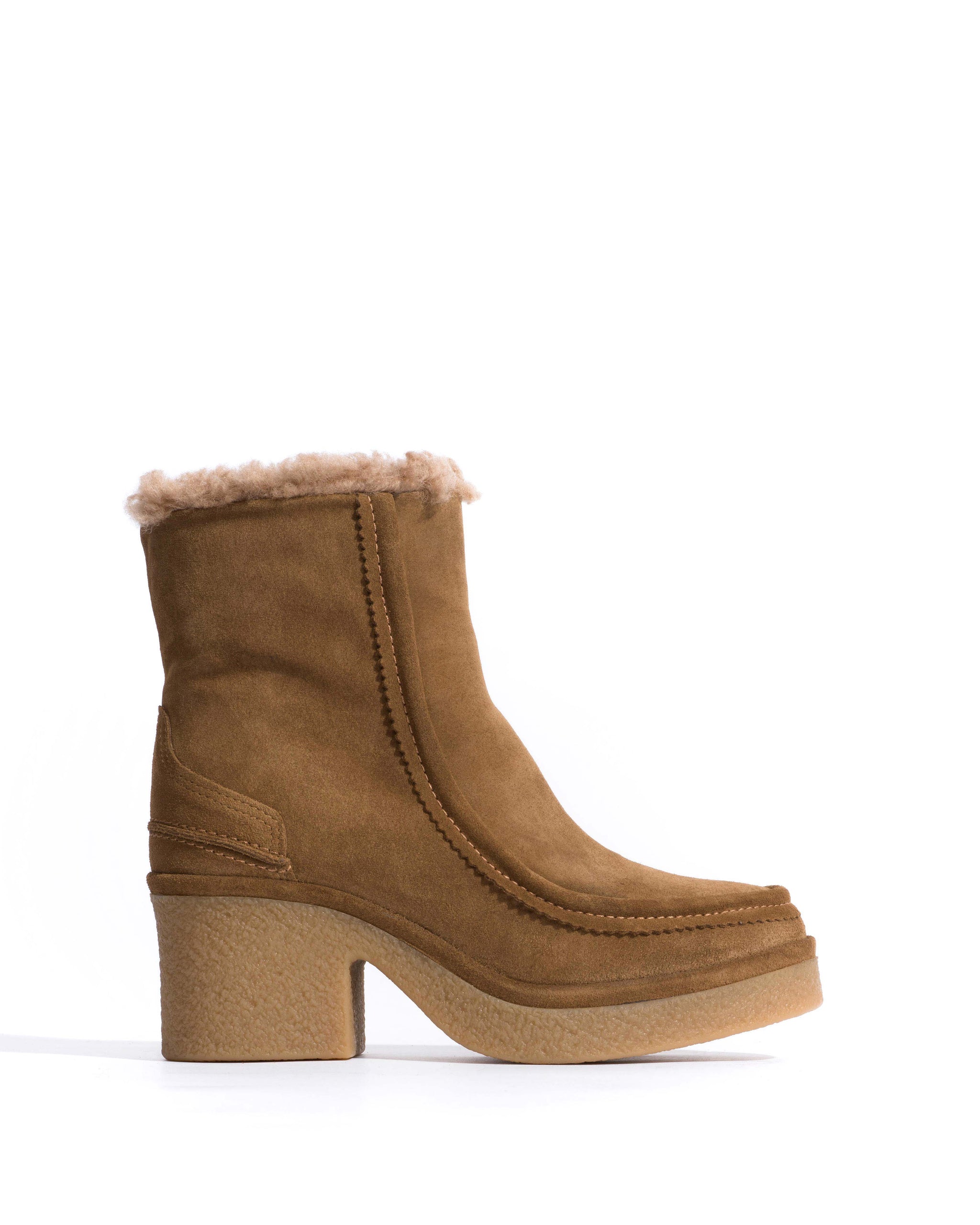 Bambie 65 platform lamb shearling Calf suede & sole Cinnamon & natural