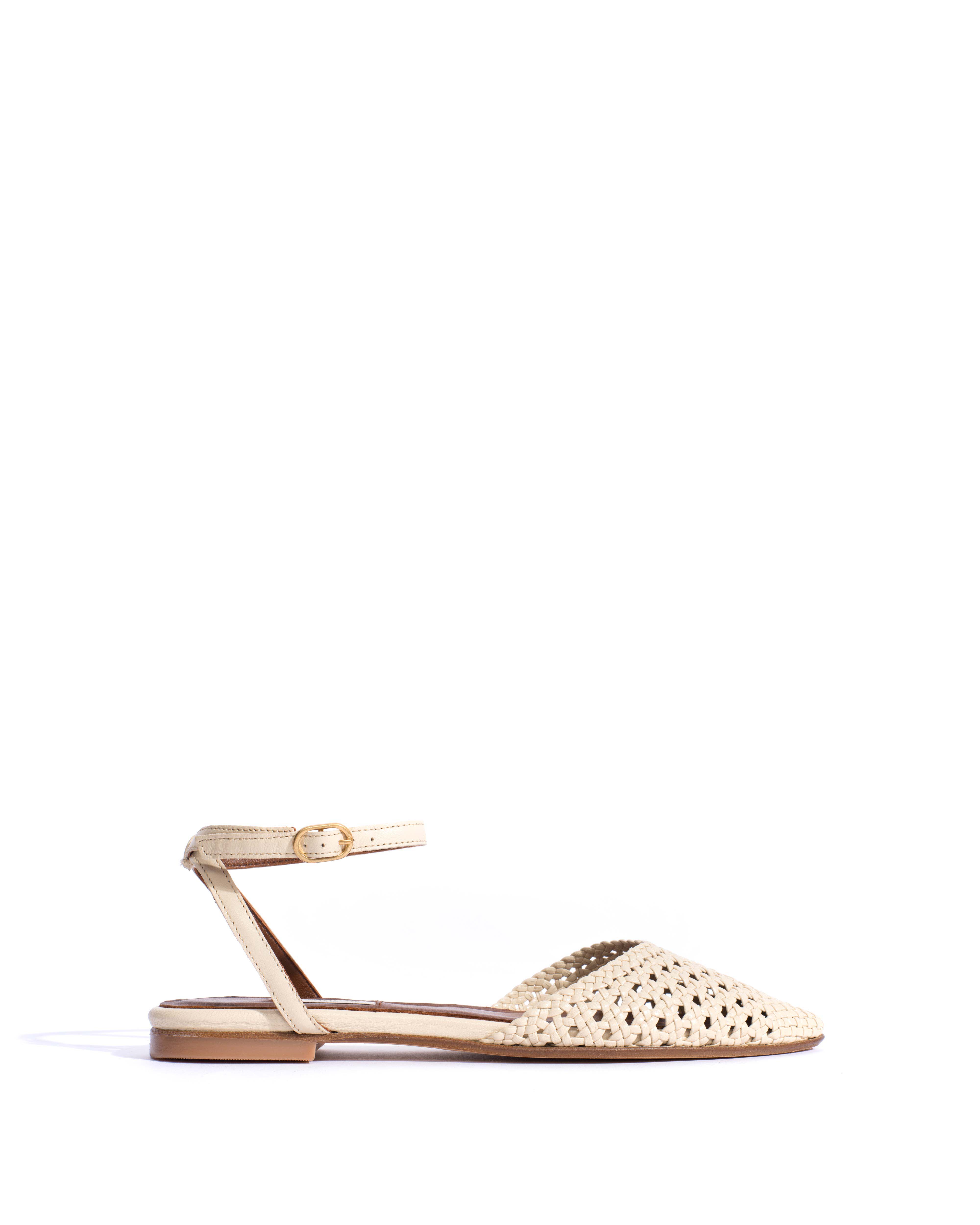 Senara 10 hand-braided Hand-braided leather White sand