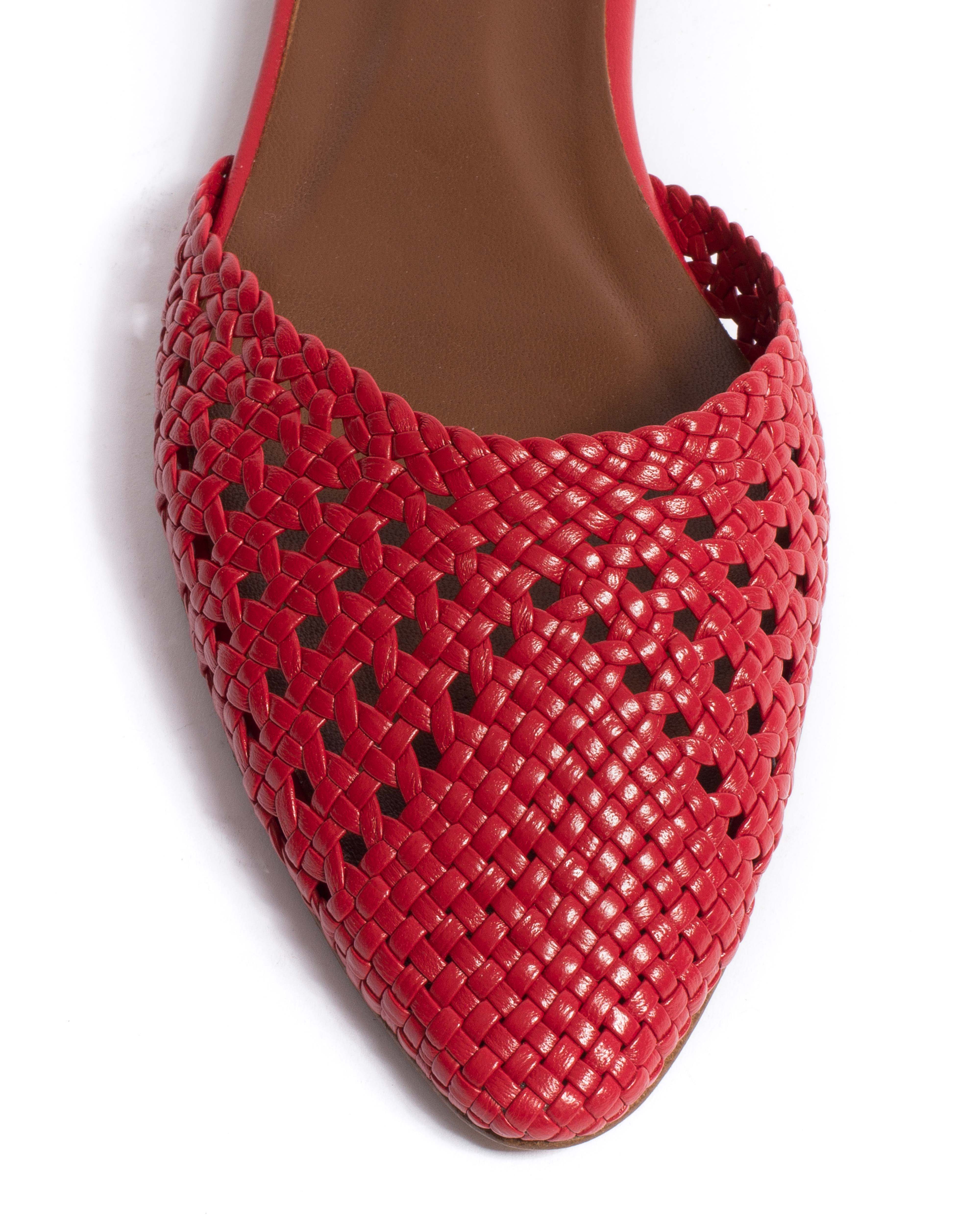 Senara 10 hand-braided Hand-braided leather Ruby red