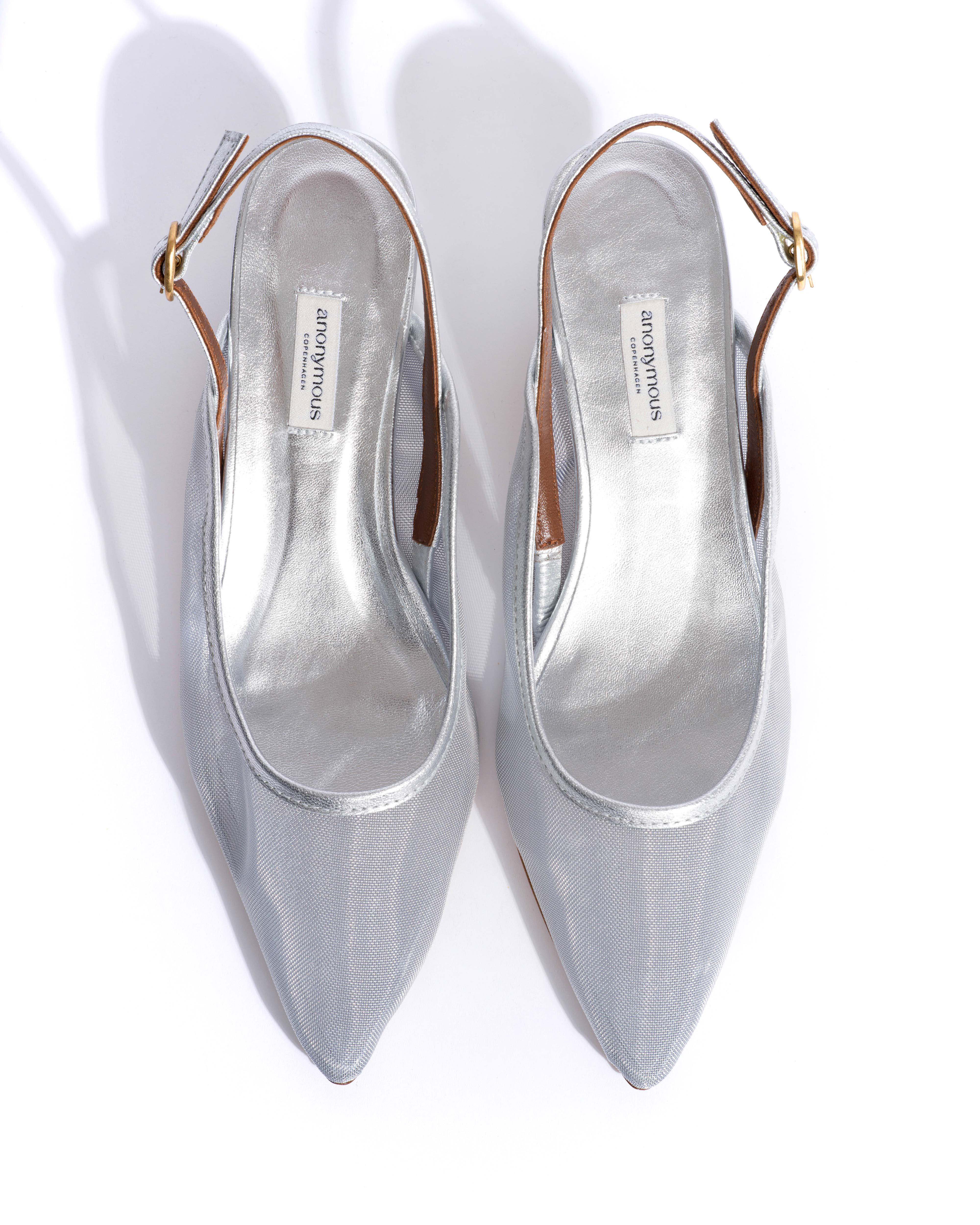 Fanny 40 stiletto mesh Metallic goat & mesh Silver