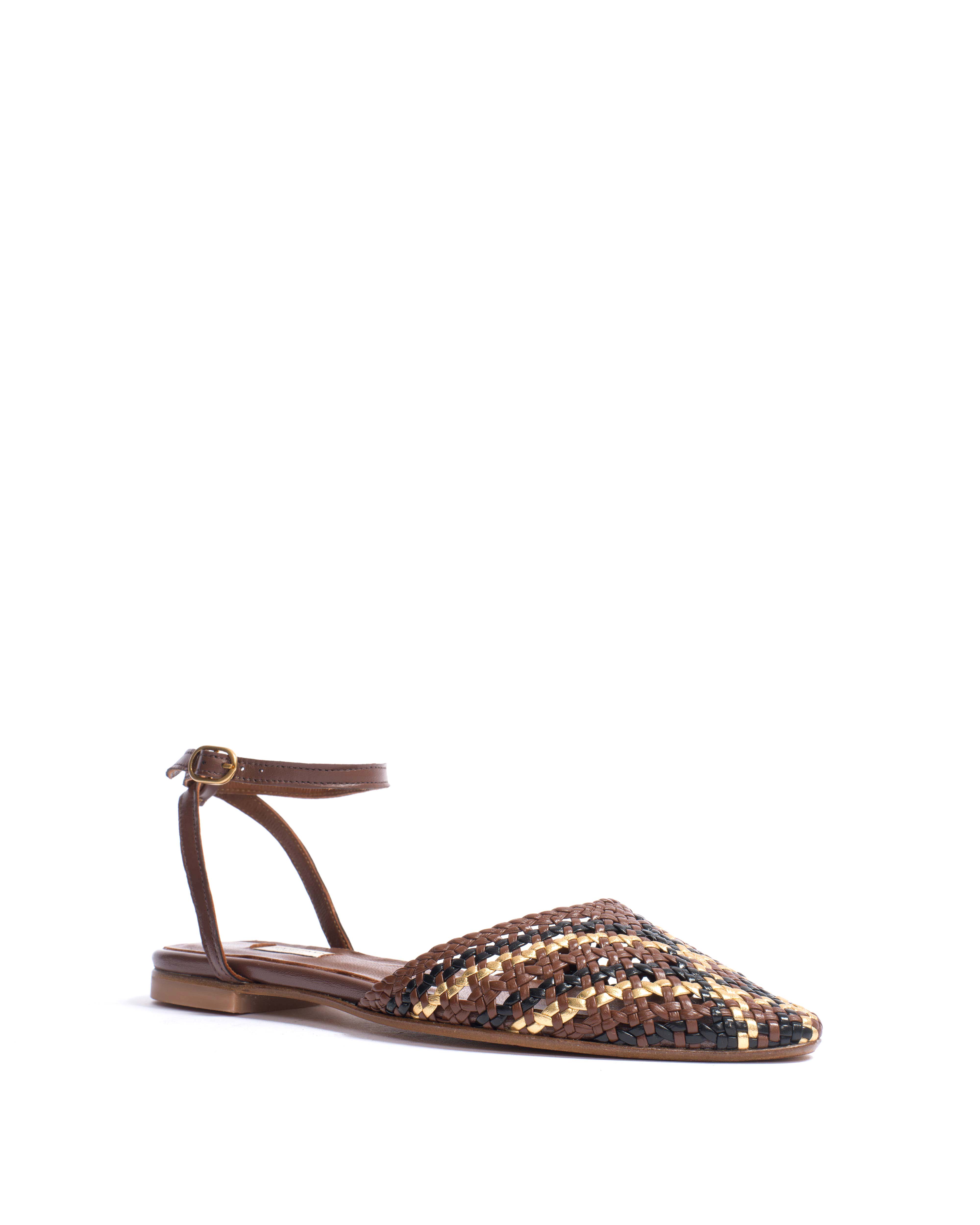 Senara 10 Hand-braided leather Chocolate mix