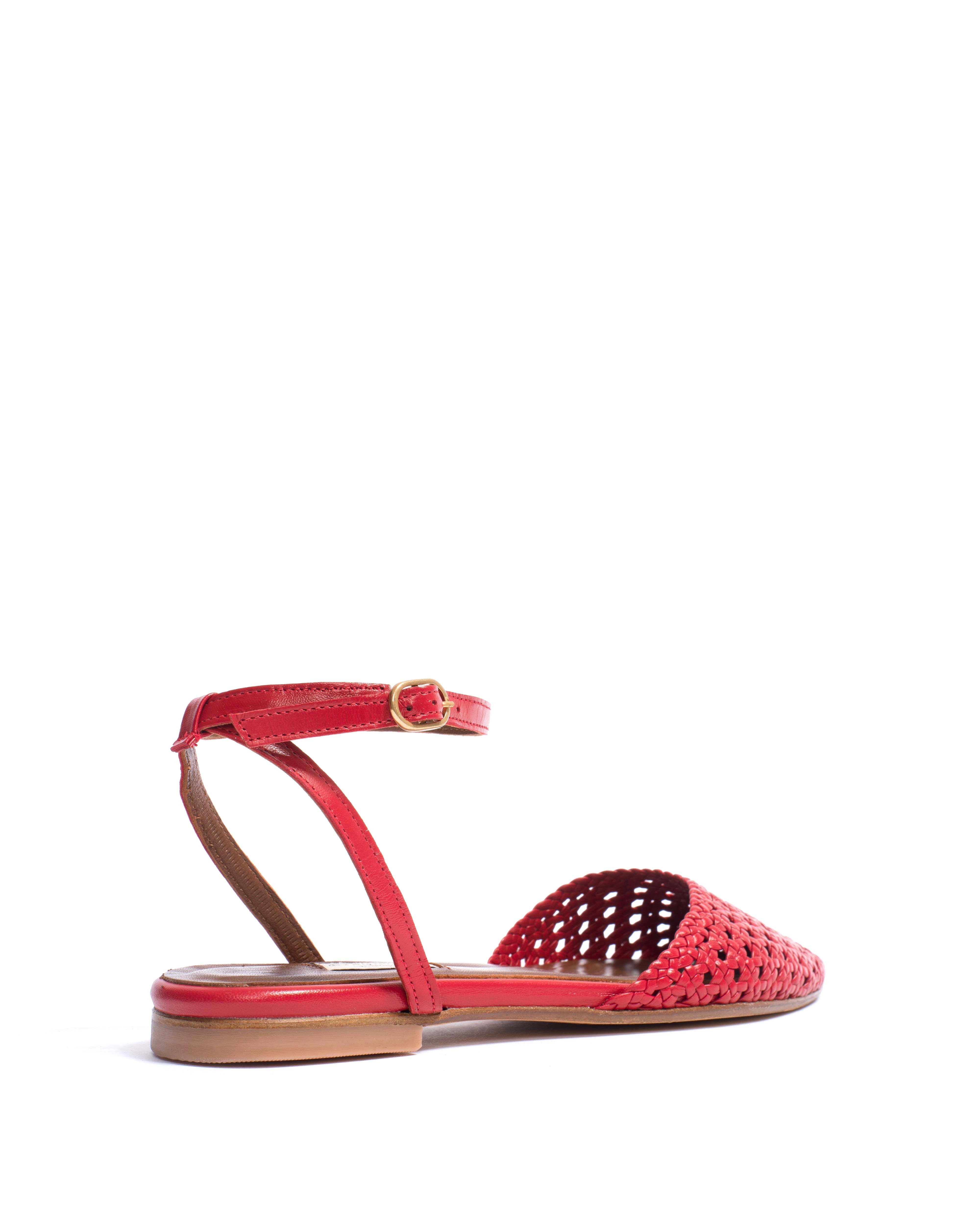 Senara 10 hand-braided Hand-braided leather Ruby red