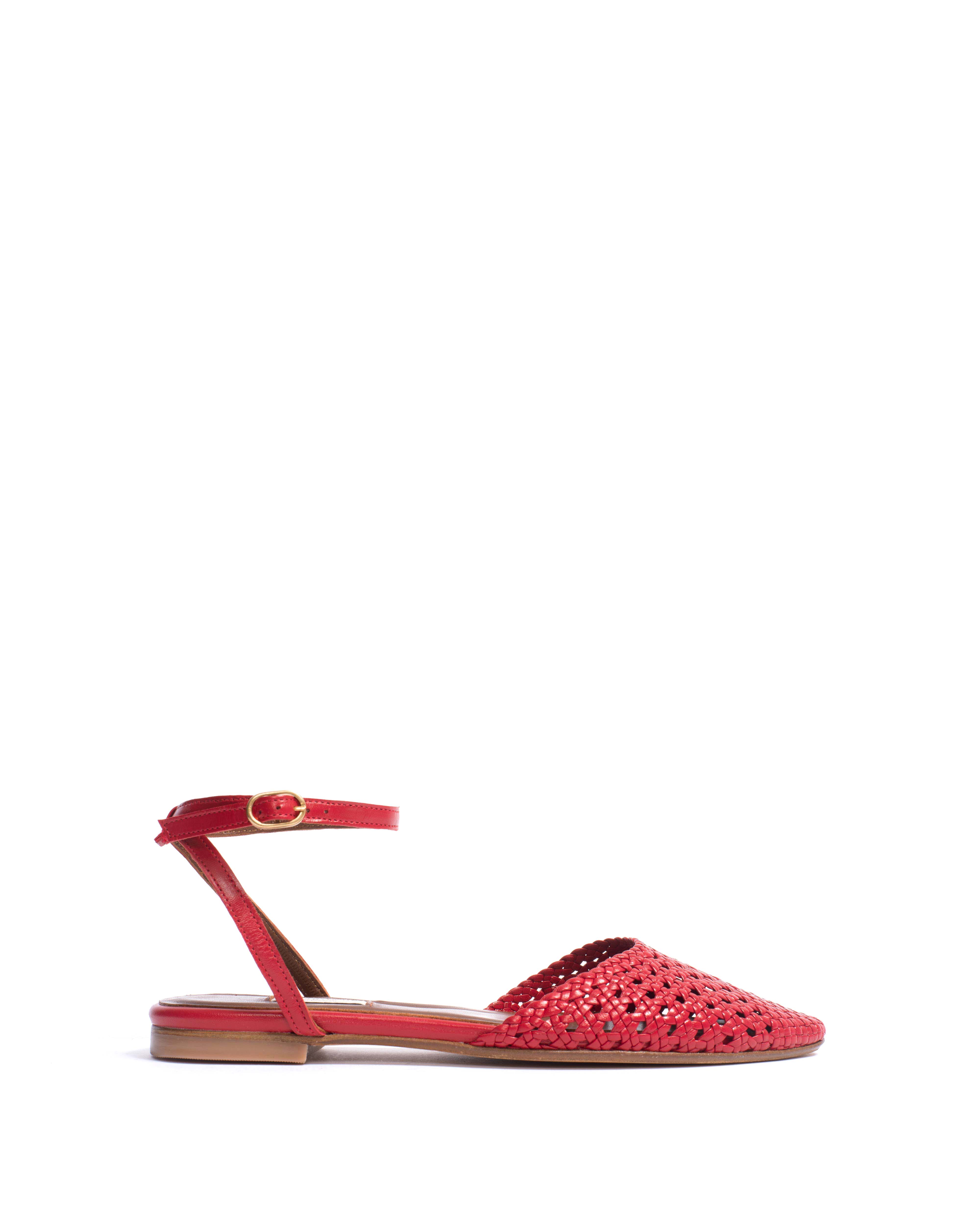 Senara 10 hand-braided Hand-braided leather Ruby red