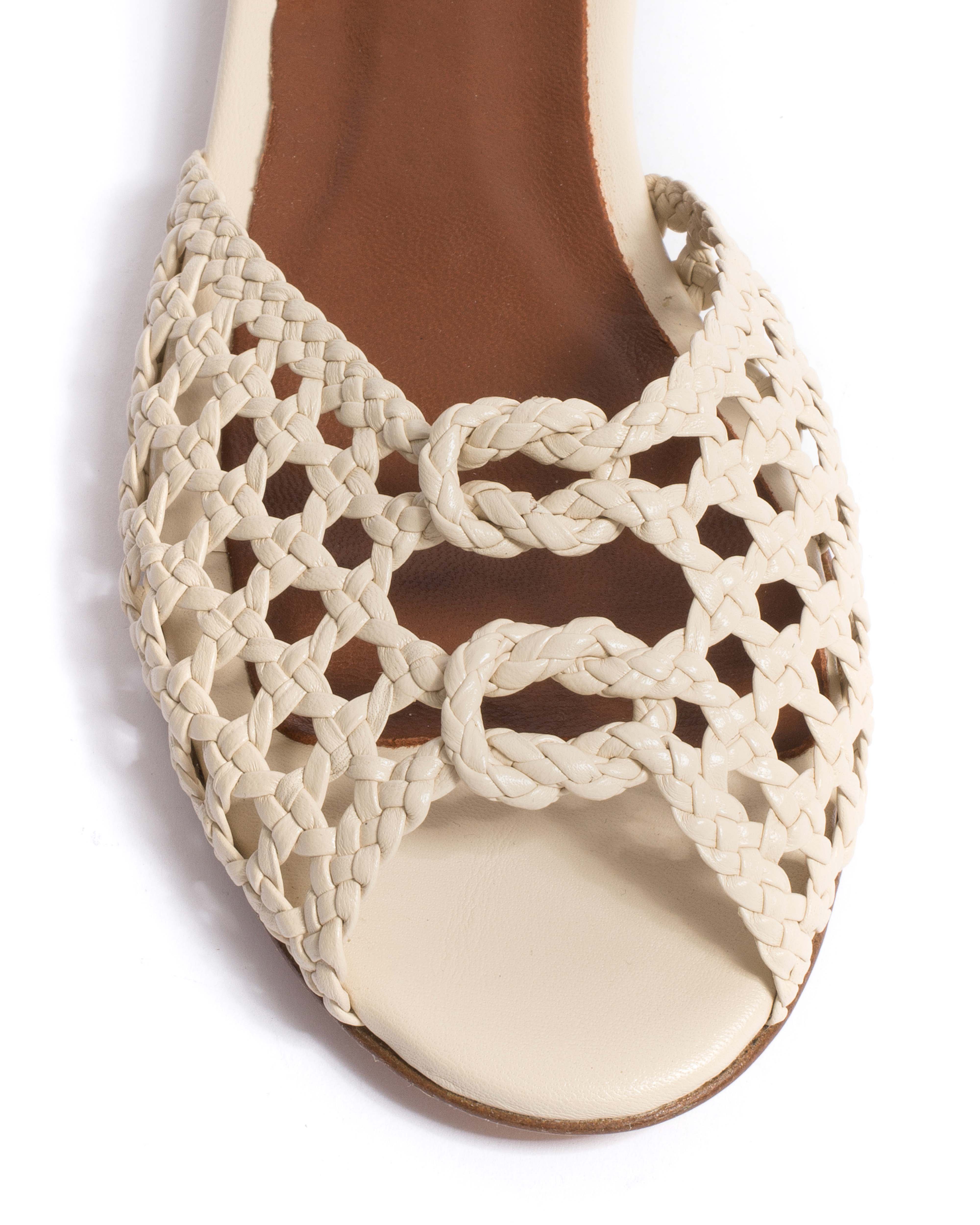 Lucy 10 hand-braided Hand-braided leather White sand
