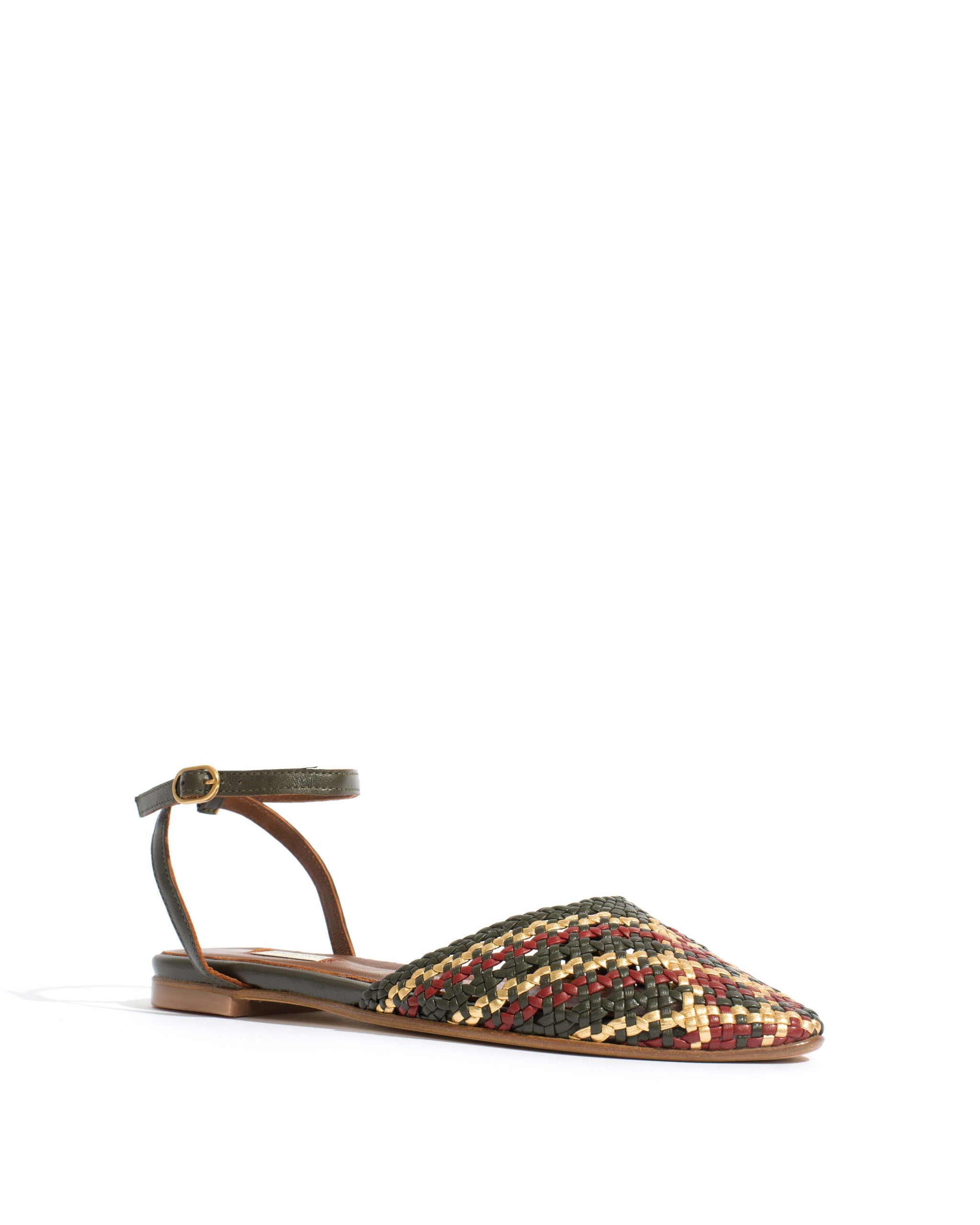 Senara 10 Hand-braided leather Moss green mix - Anonymous Copenhagen Shoes