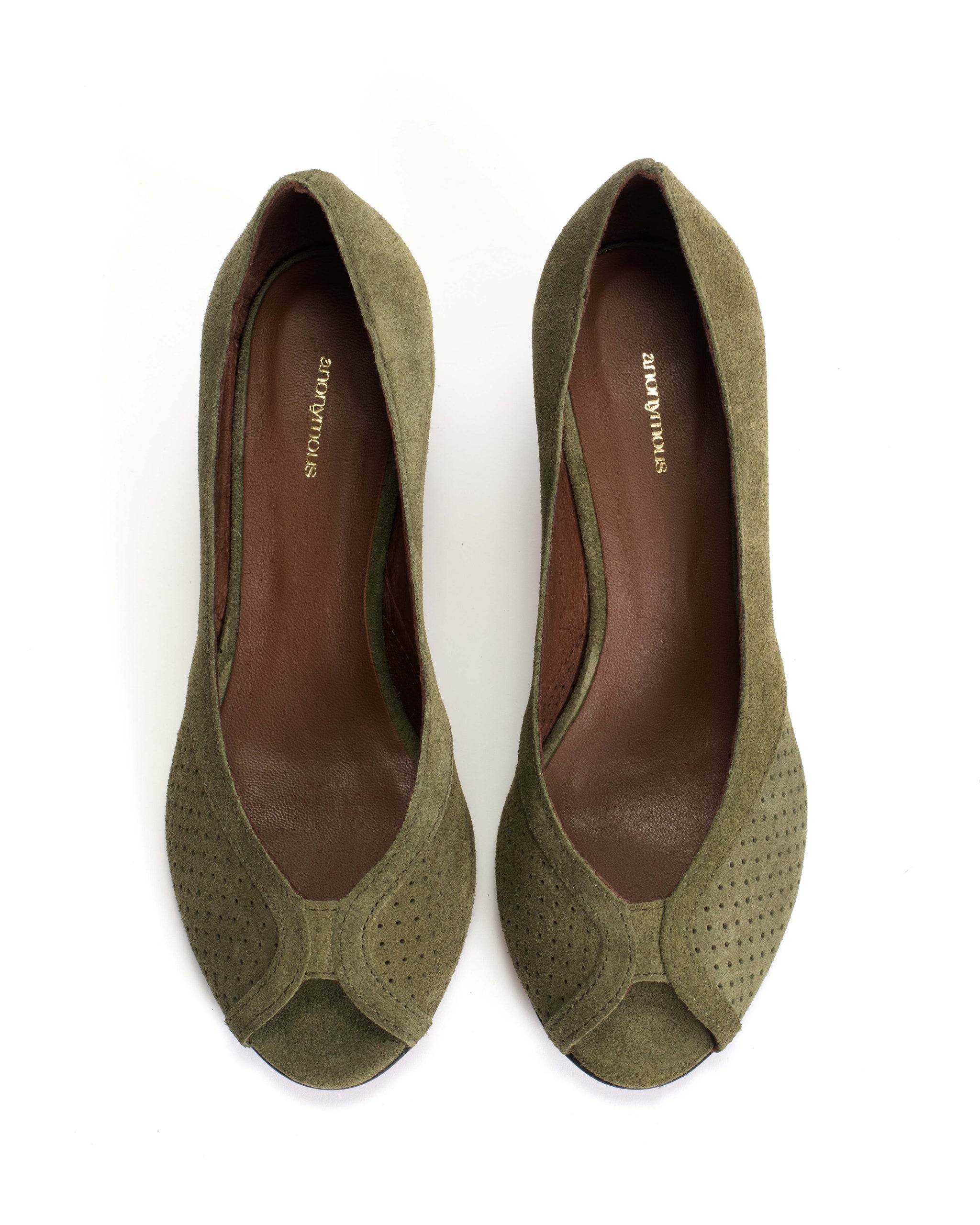 Tiffany stiletto Calf suede Olive green - Anonymous Copenhagen