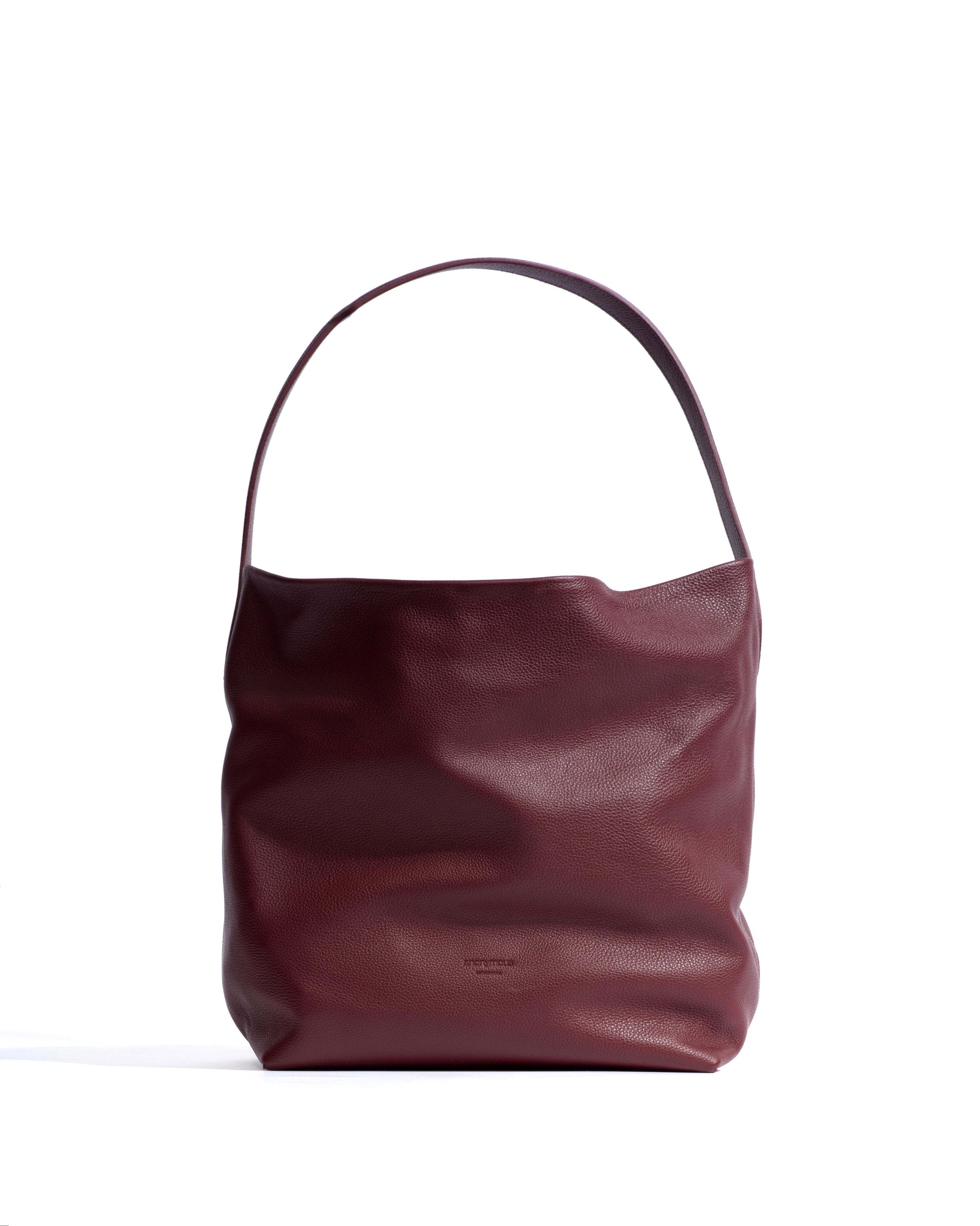 Versa slouchy everyday bag Pebbled soft calf Pomegranate