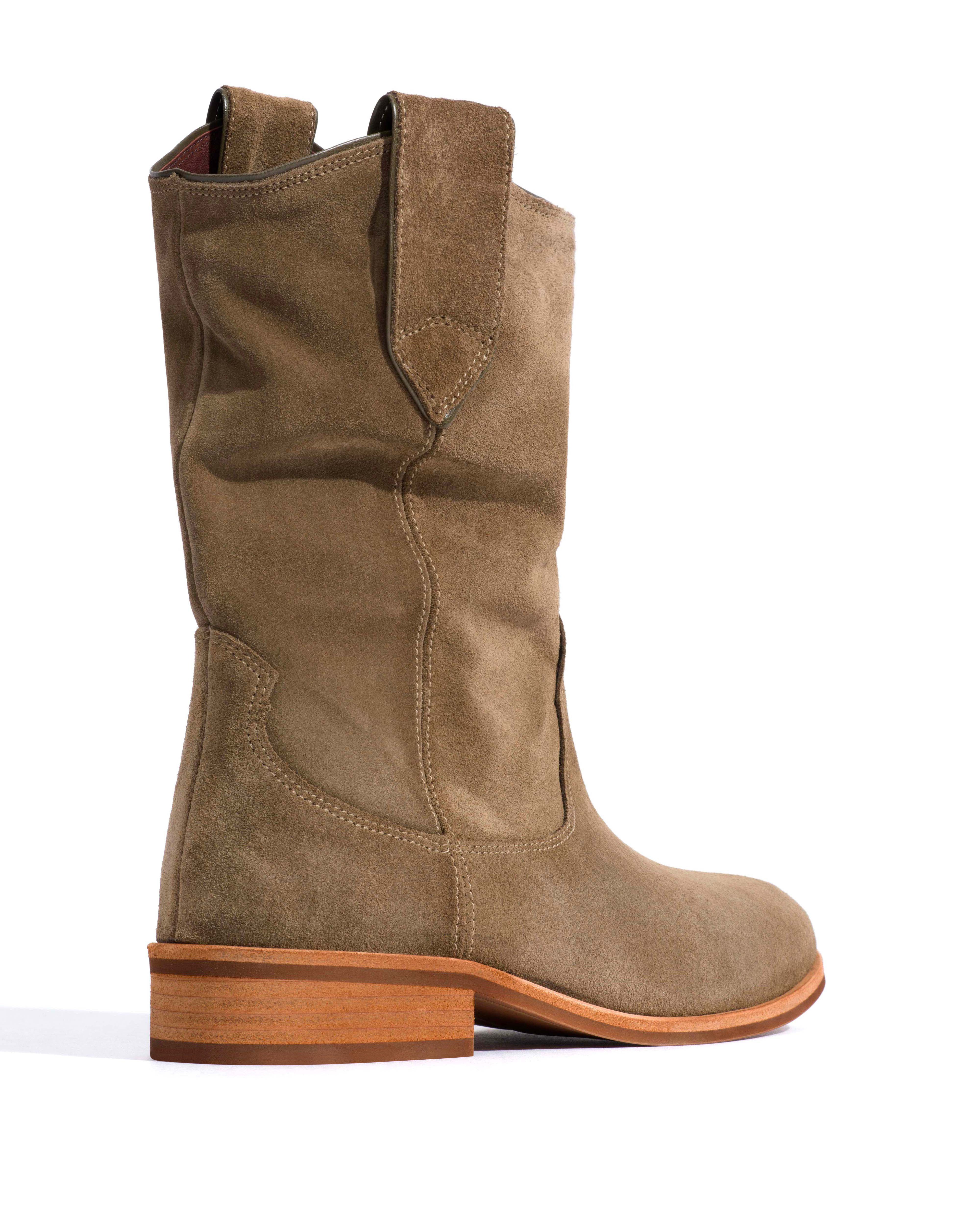 Claudia Calf suede Dried olive