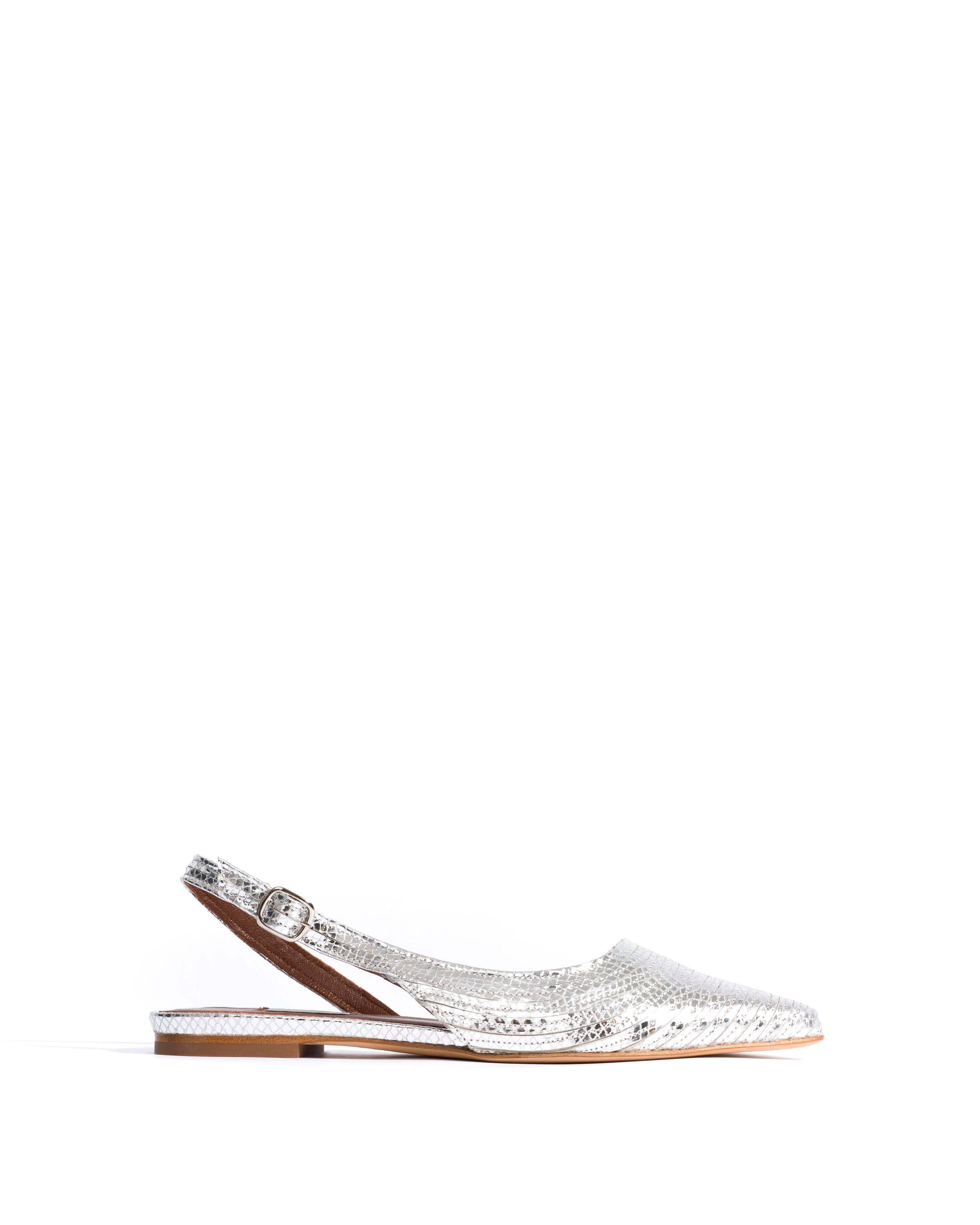 Carla 10 Snake metallic calf Silver - Anonymous Copenhagen Flat-loafers & ballerinas & pumps
