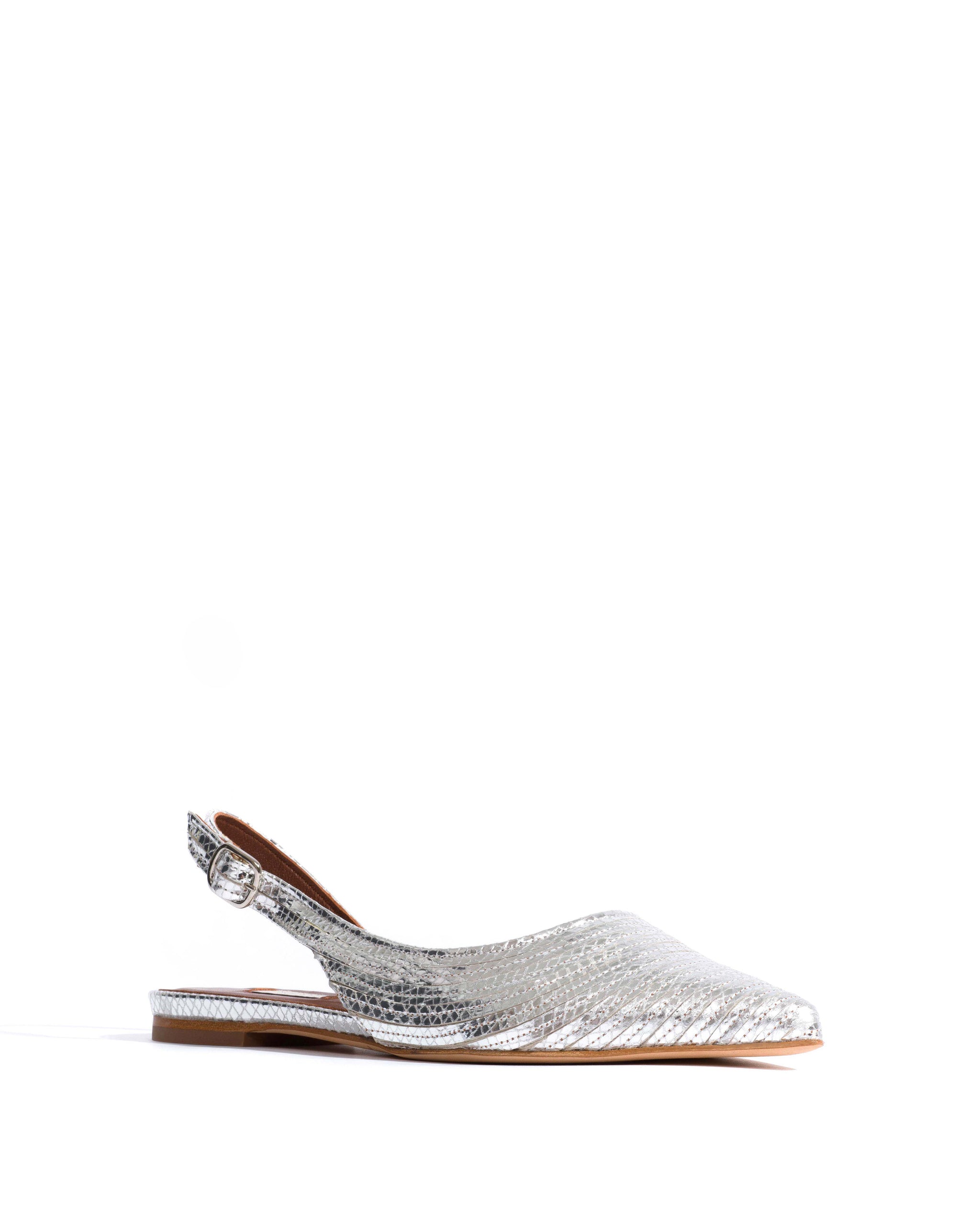 Carla 10 Snake metallic calf Silver - Anonymous Copenhagen Flat-loafers & ballerinas & pumps