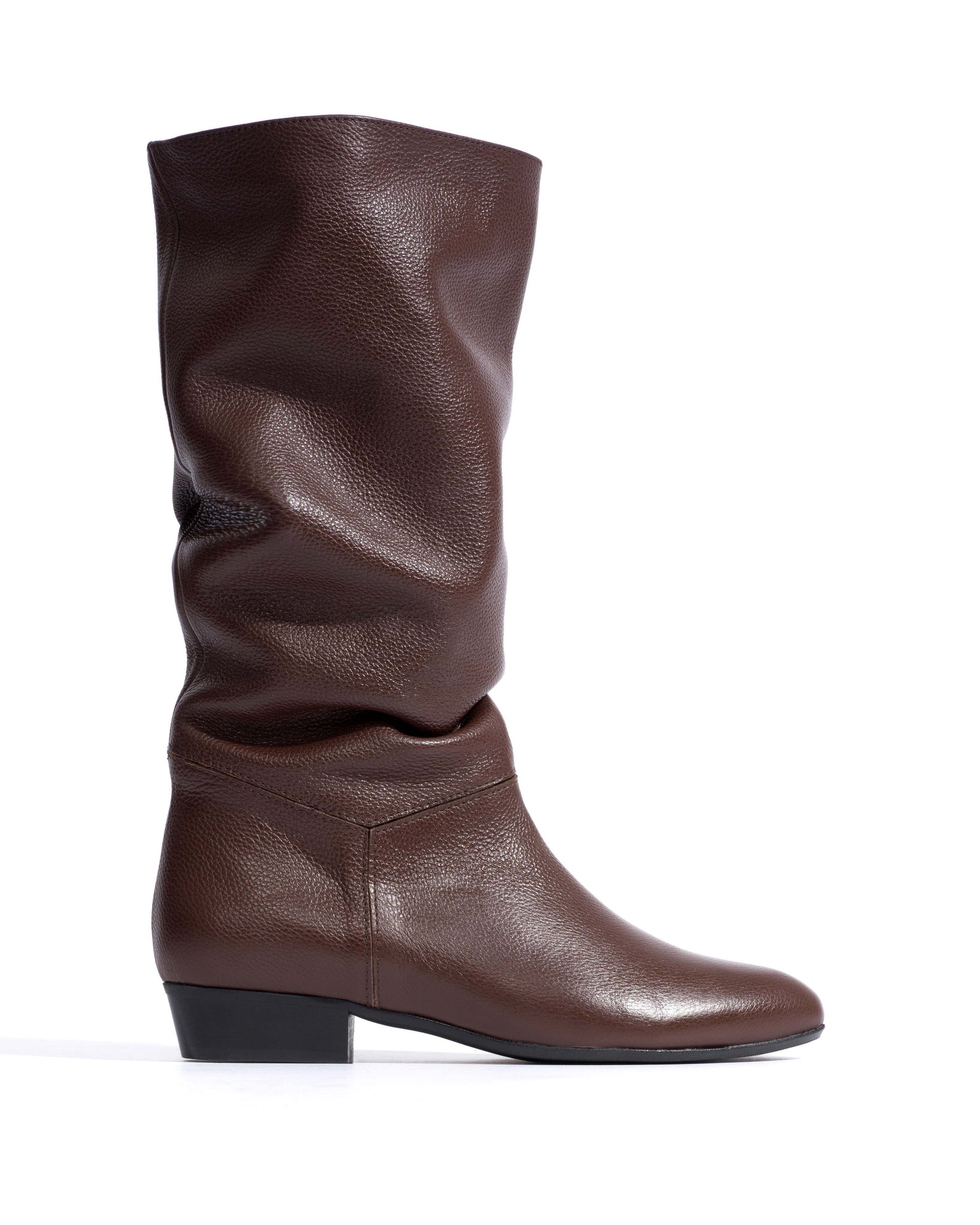 Jasmina 20 Pebbled soft calf & suede leather Chocolate - Anonymous Copenhagen High shaft boots