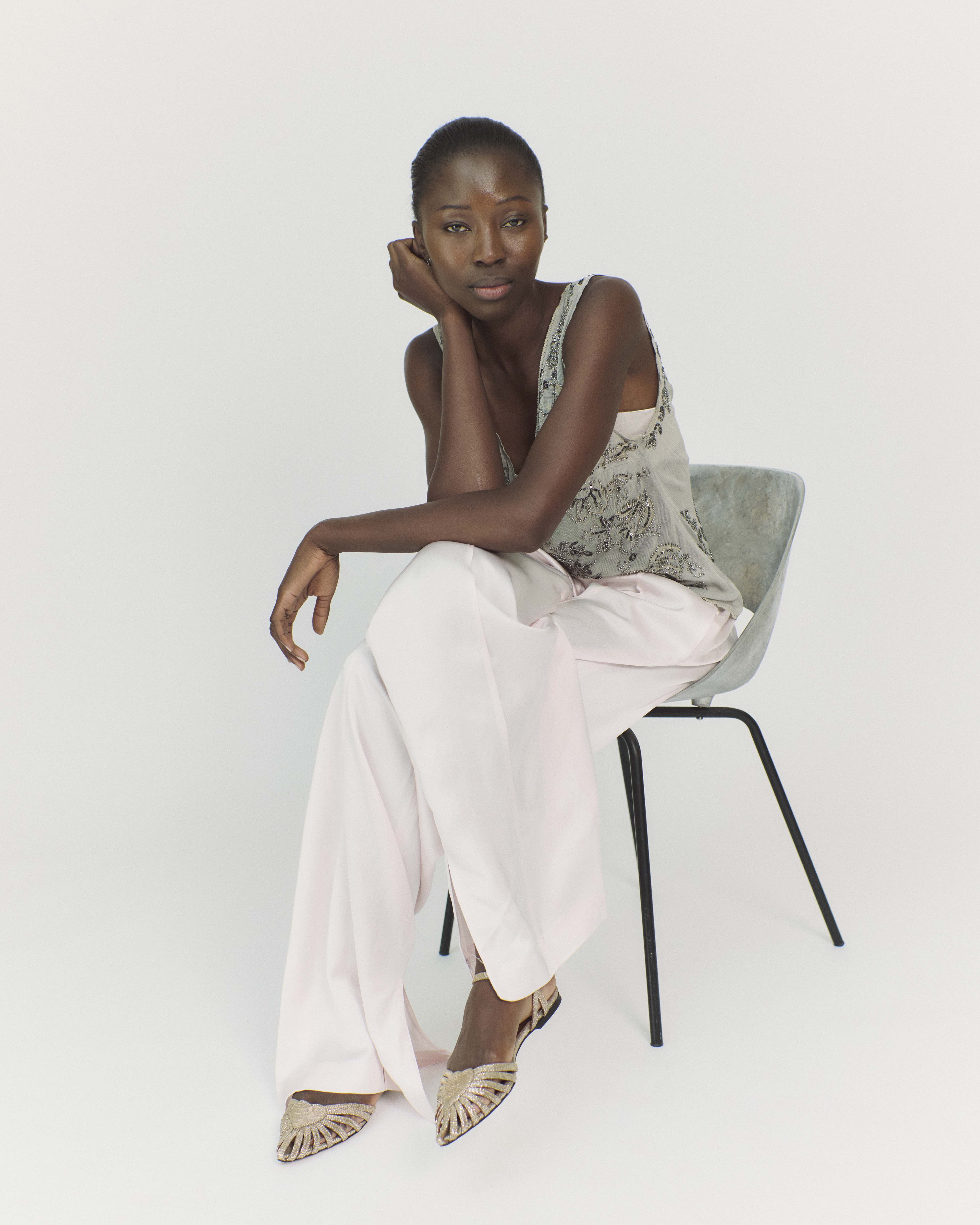 Keesha 10 Lizard metallic goat Vintage champagne