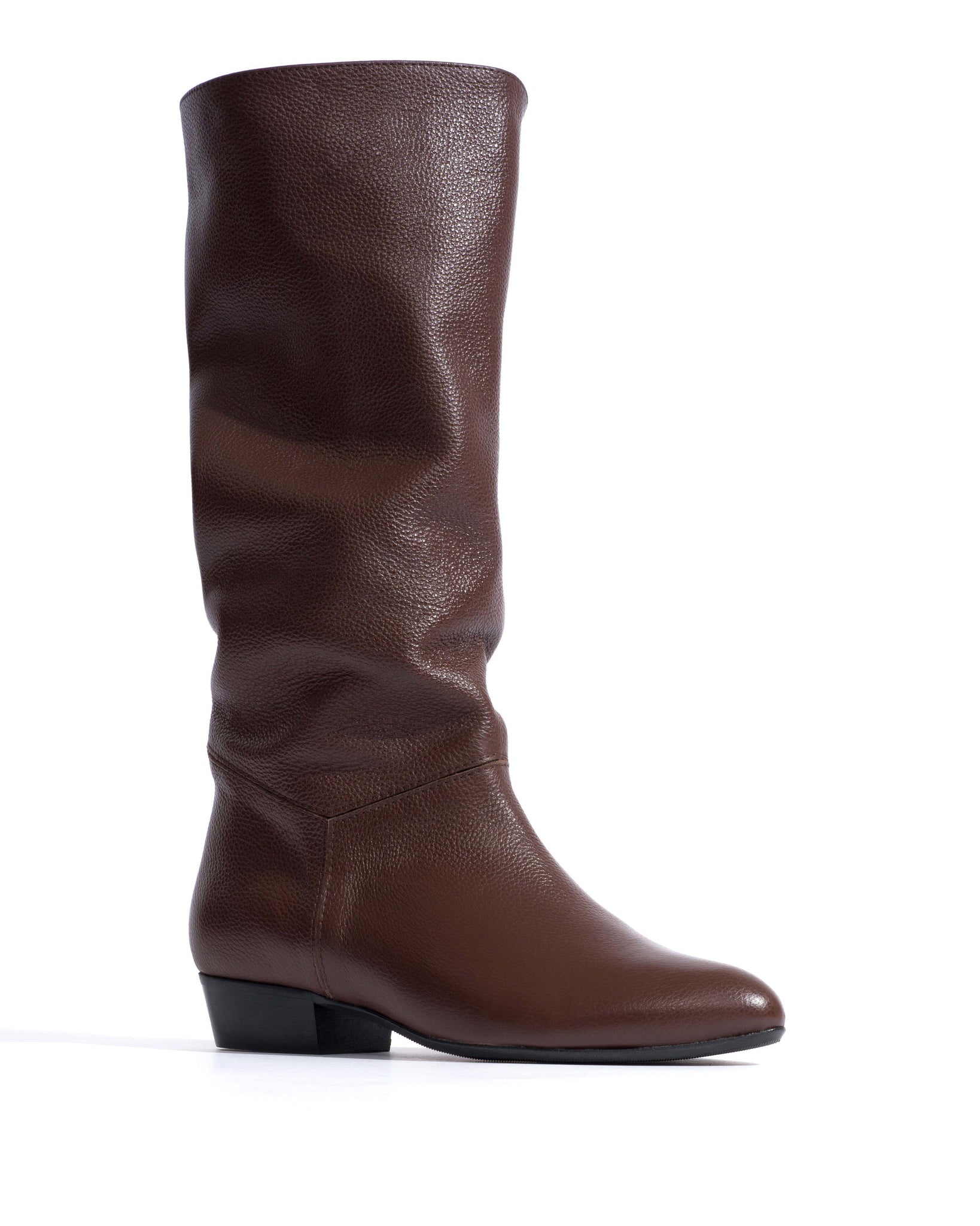 Jasmina 20 Pebbled soft calf & suede leather Chocolate - Anonymous Copenhagen High shaft boots