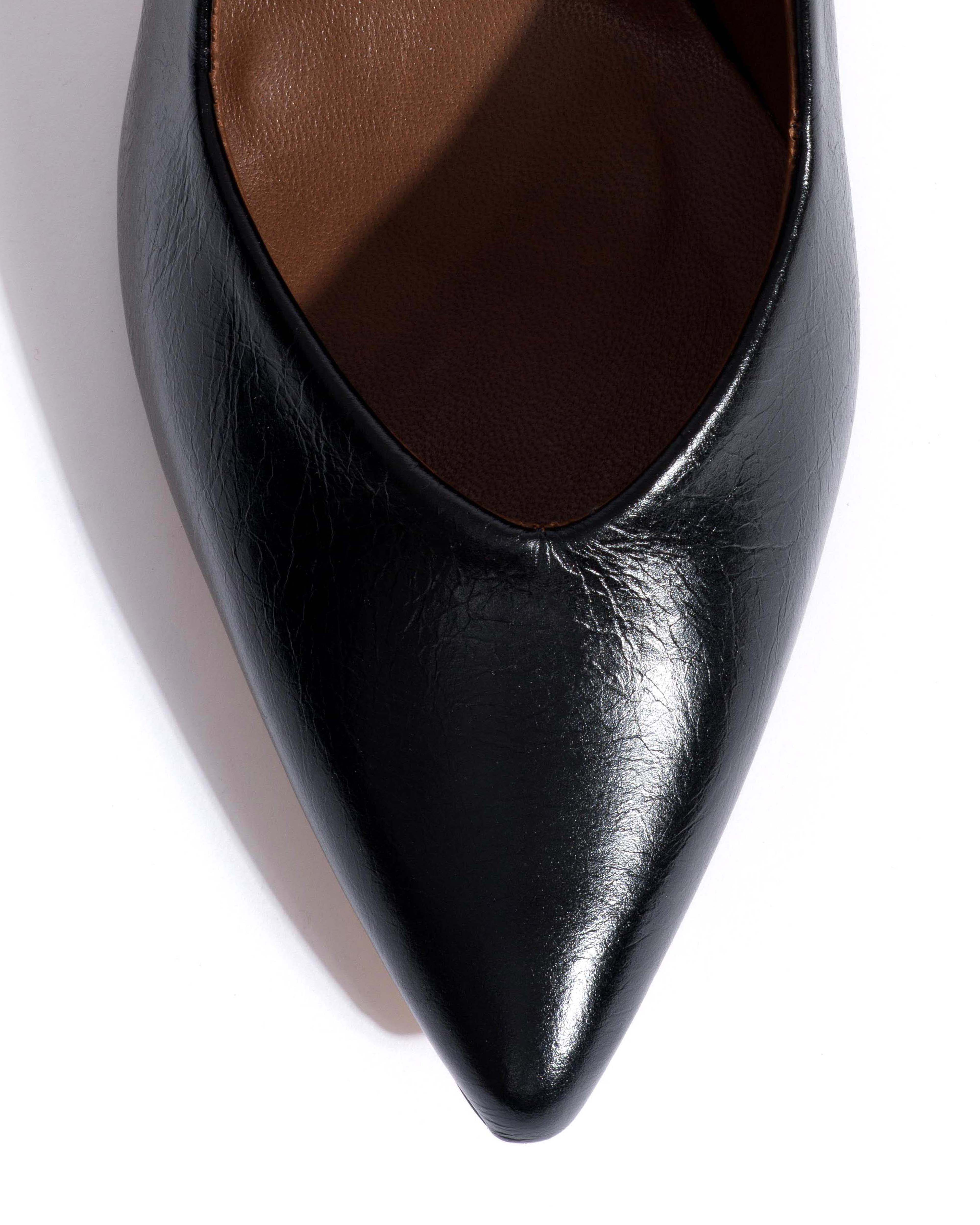 Trini 75 Crinkled polished goat Black