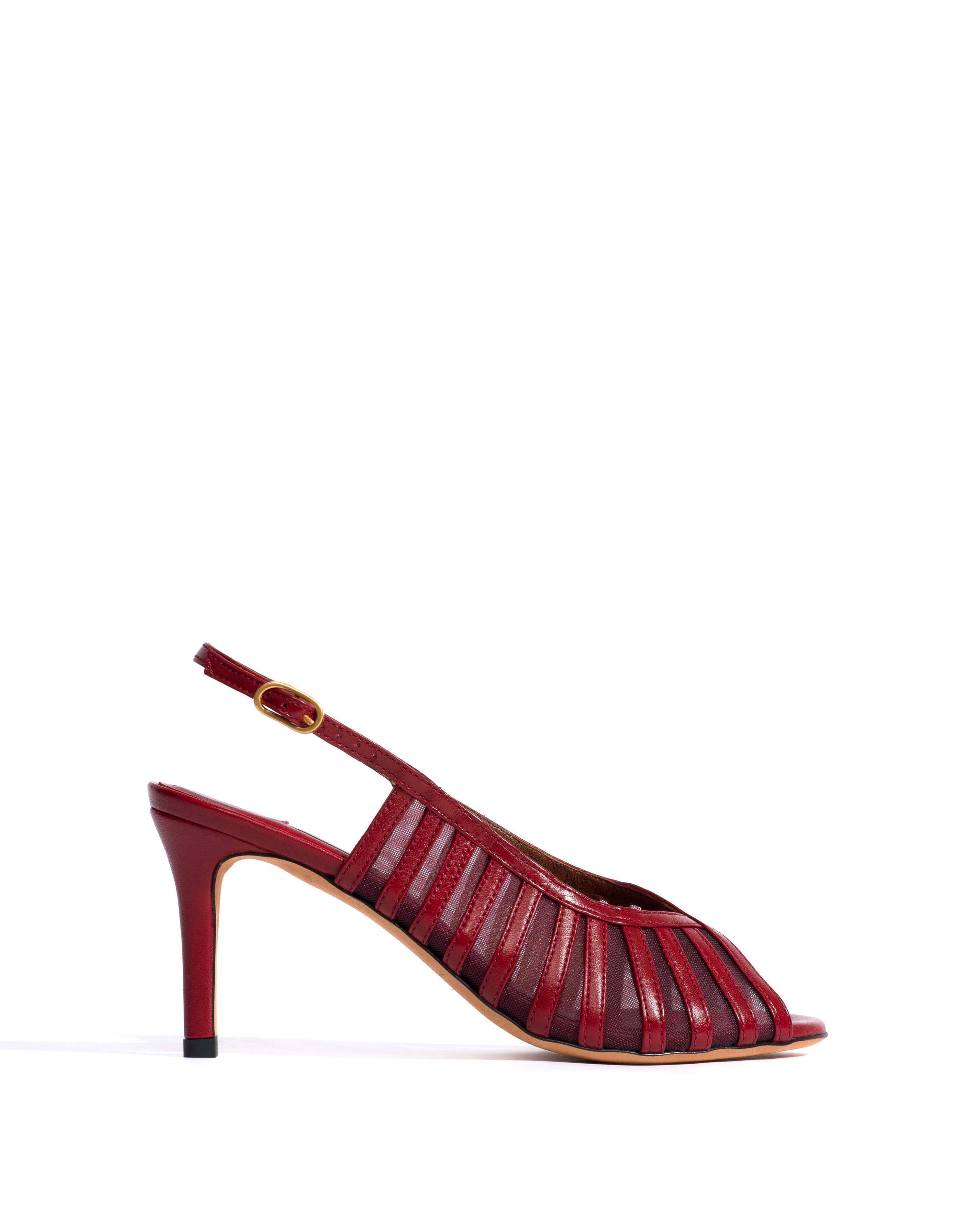 Carminho 75 mesh Shiny lamb & mesh Pomegranate - Anonymous Copenhagen Heels