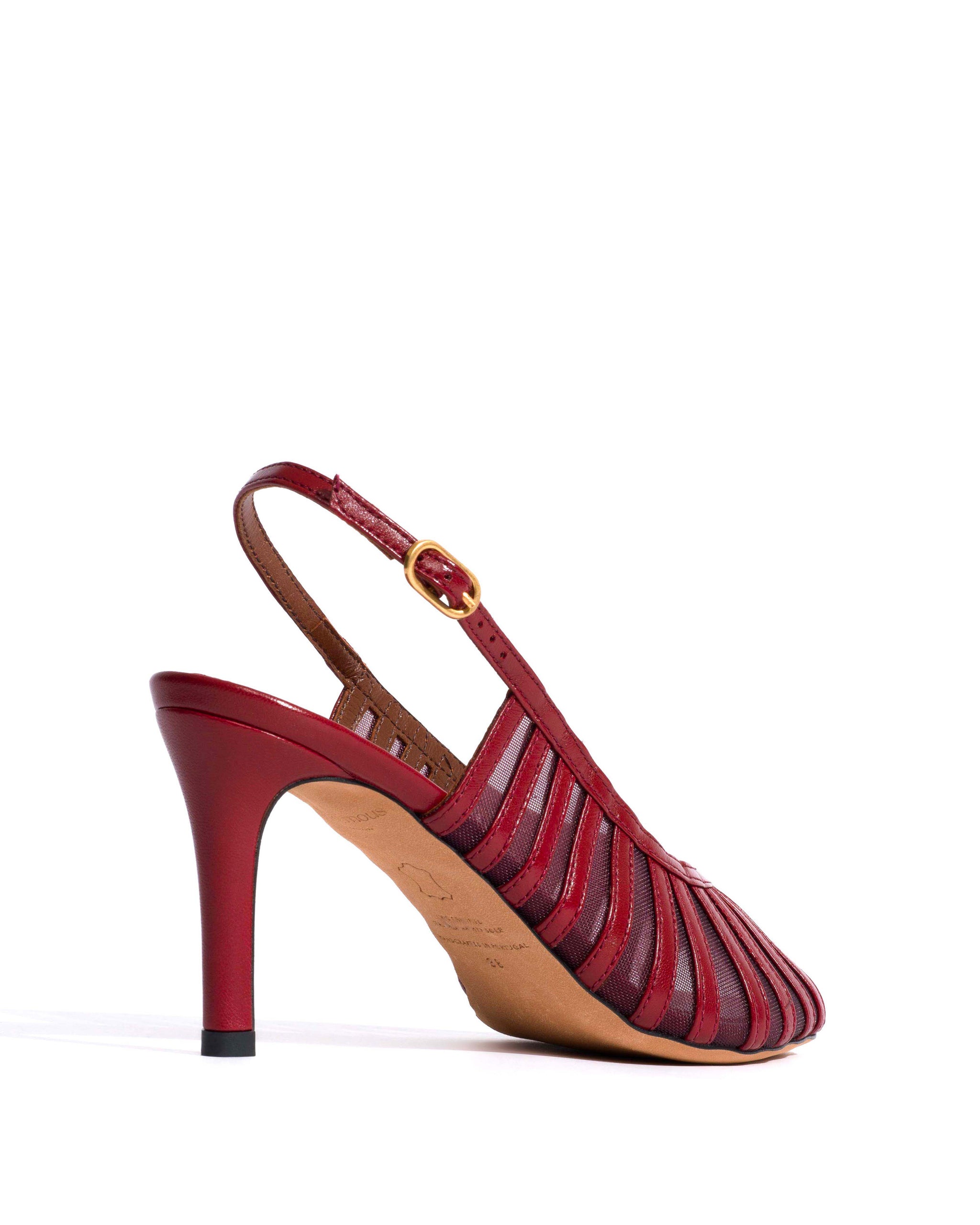 Carminho 75 mesh Shiny lamb & mesh Pomegranate - Anonymous Copenhagen Heels