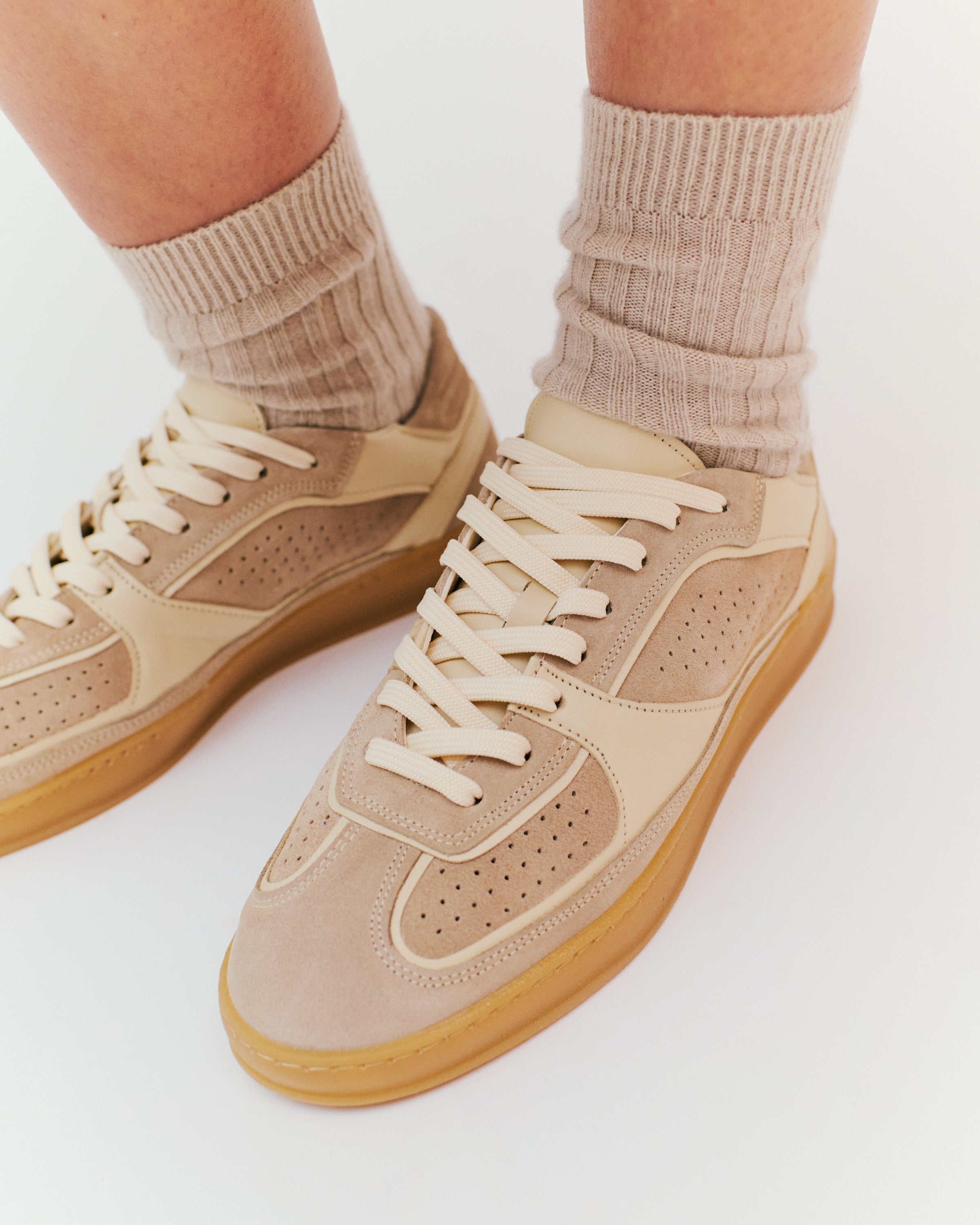 Dabbie Calf suede & soft calf dual & tri color White sand