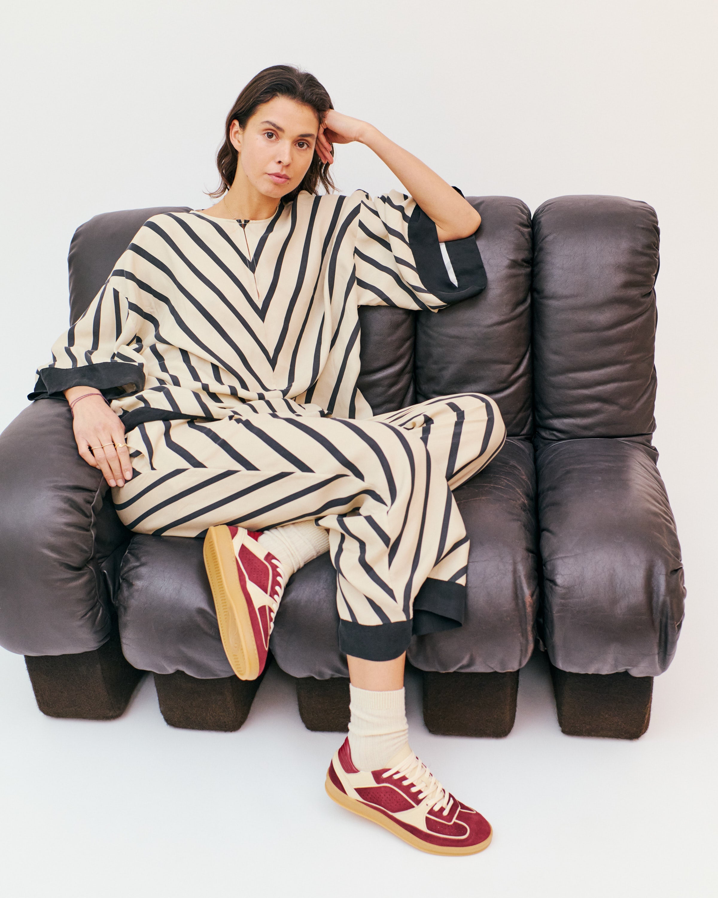Dabbie Calf suede & soft calf dual & tri color Pomegranate & white sand & pomegranate
