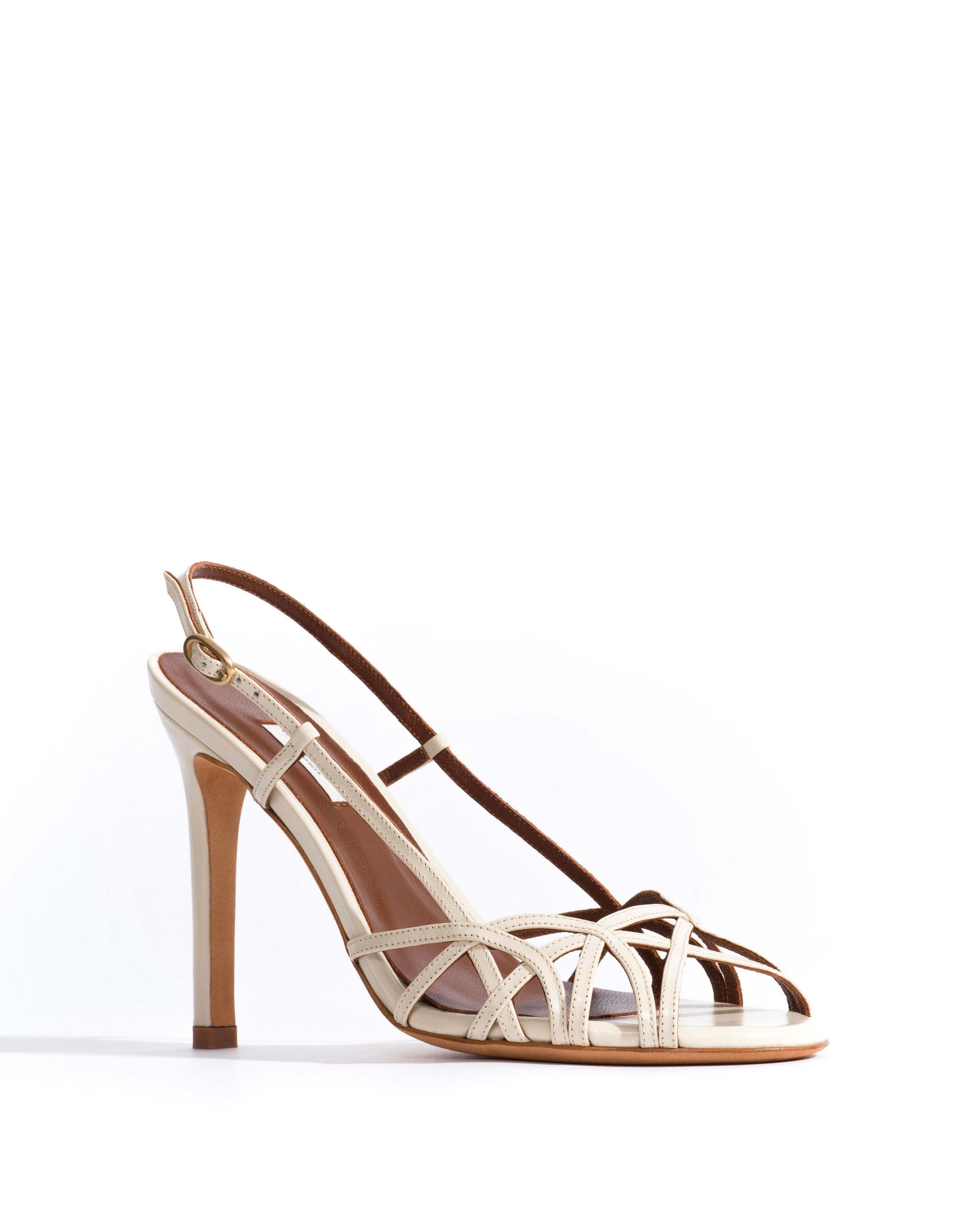 Scarlett 100 Crinkled polished goat White sand - Anonymous Copenhagen Heels