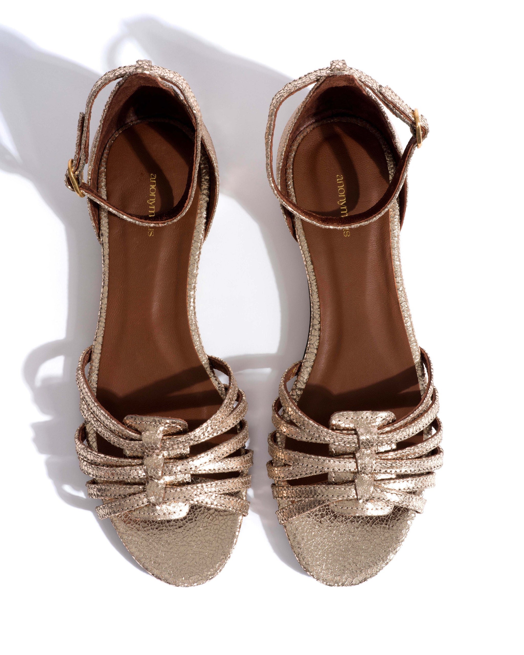 Mareike 10 Crackled metallic goat Vintage champagne - Anonymous Copenhagen Flat sandals