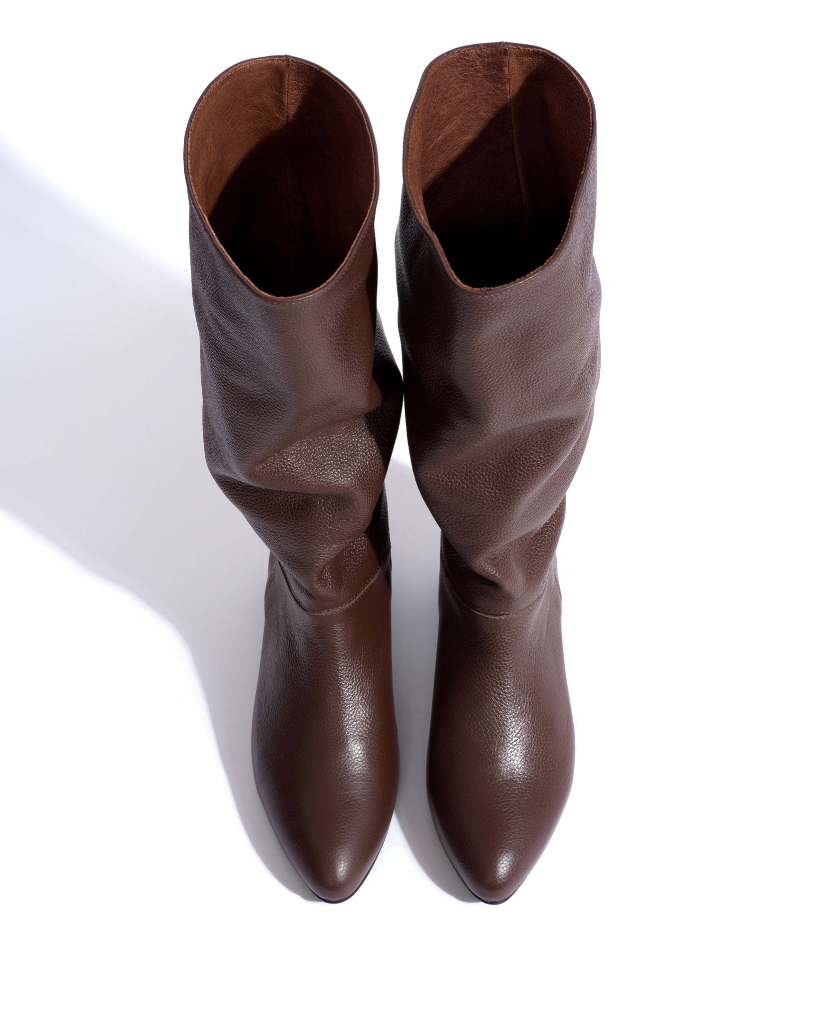 Jasmina 20 Pebbled soft calf & suede leather Chocolate - Anonymous Copenhagen High shaft boots