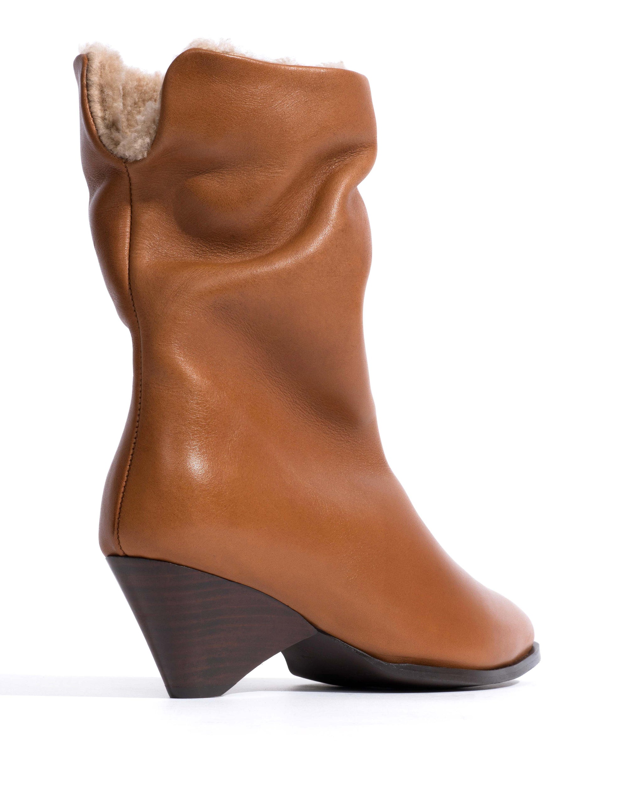 Vully 50 triangle lamb shearling Vegetal soft calf Cinnamon - Anonymous Copenhagen Ankle boots